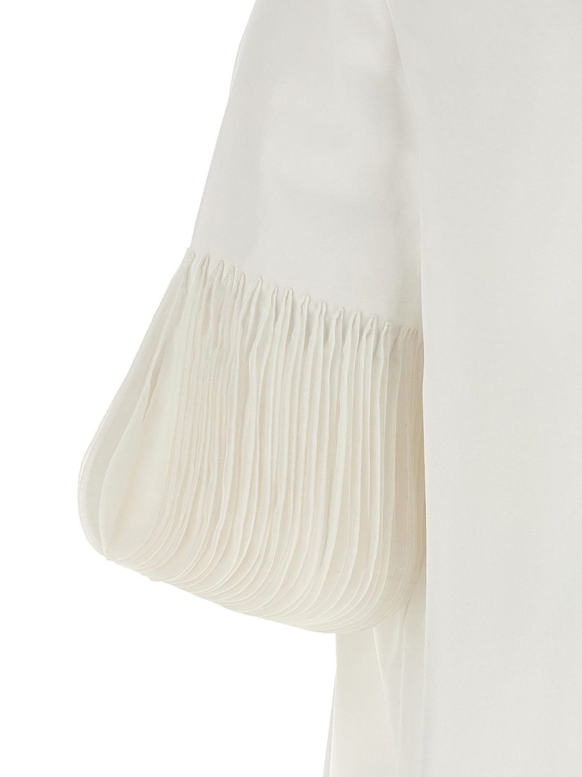 Valentino Garavani White Cotton Poplin Blouse Organza Embroidery Mandarin Collar Short Sleeve Women