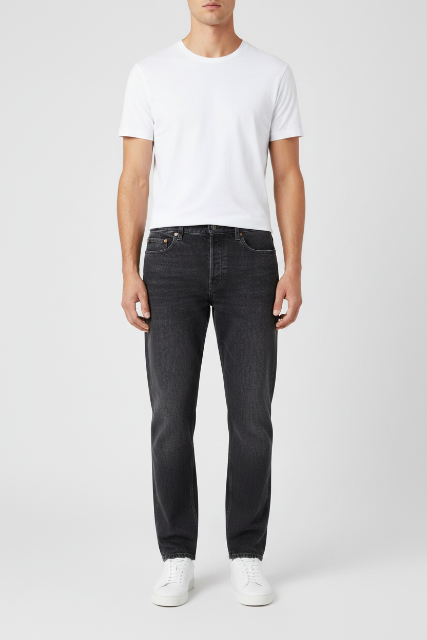 Saint Laurent Mick Black Stone-Washed Denim Straight-Leg Jeans