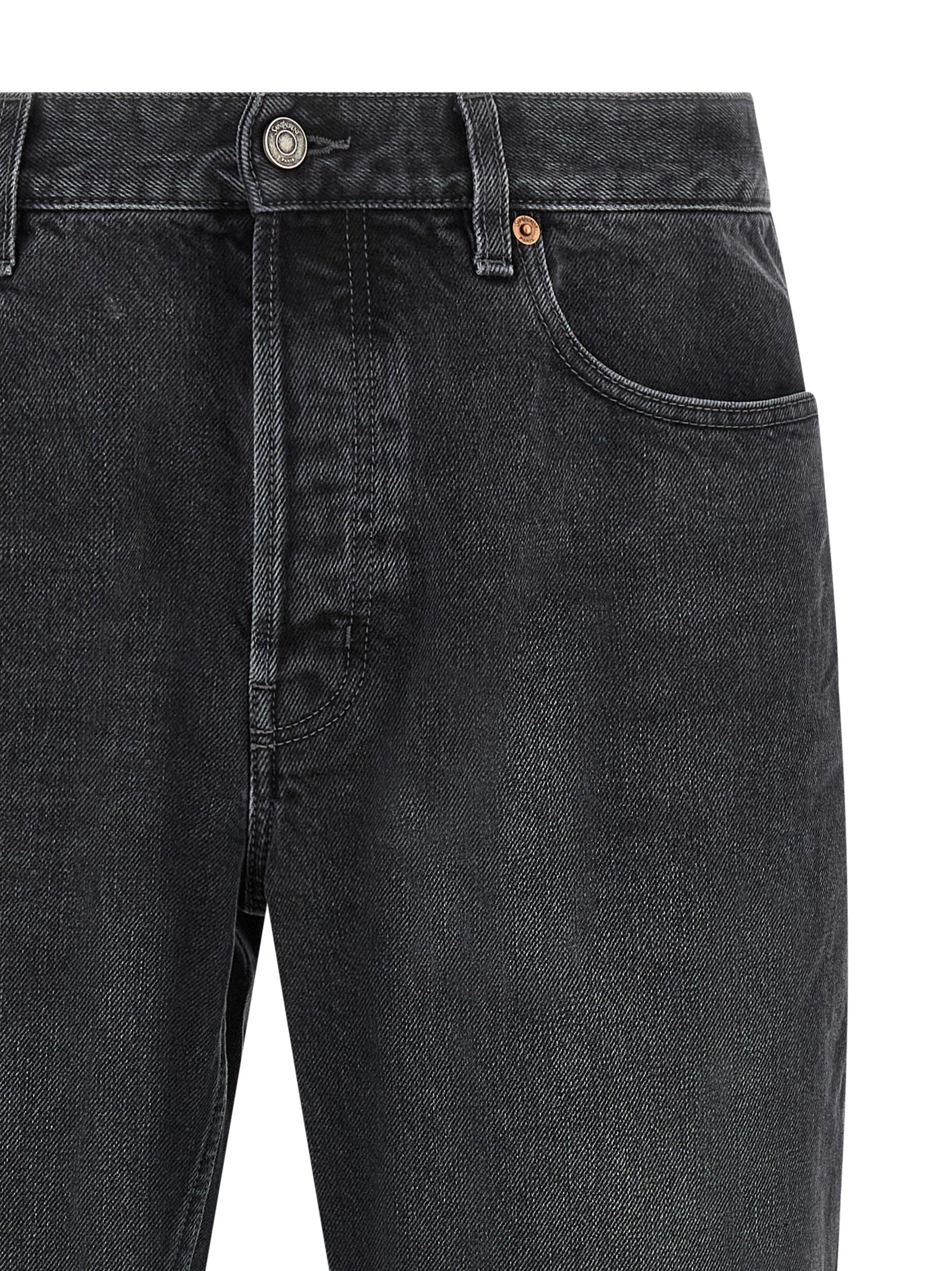 Saint Laurent Mick Black Stone-Washed Denim Straight-Leg Jeans