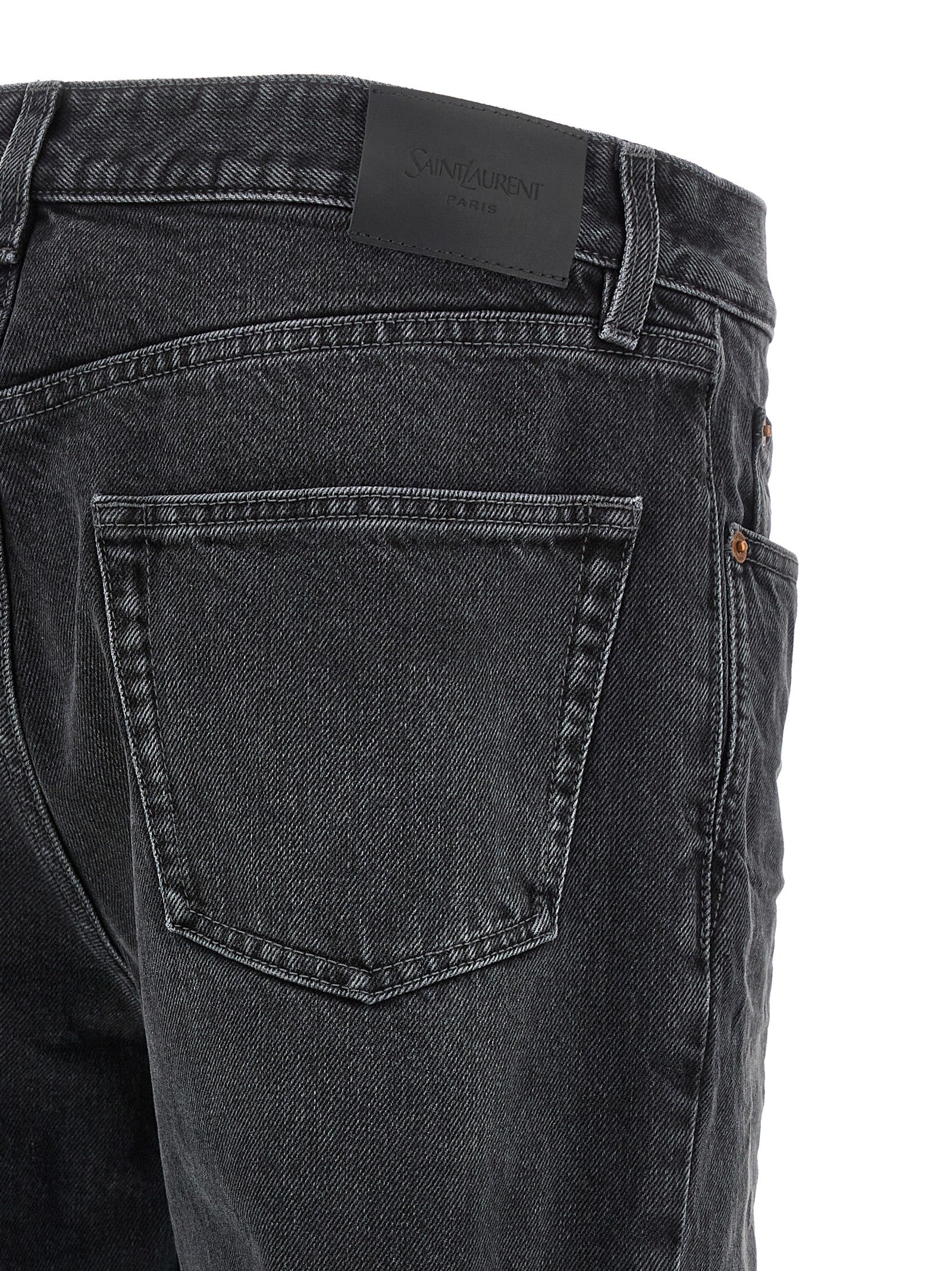 Saint Laurent Mick Black Stone-Washed Denim Straight-Leg Jeans