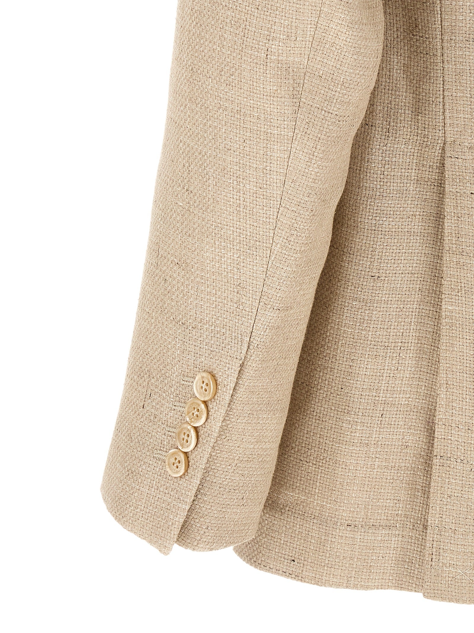 Traje de dos piezas de seda beige