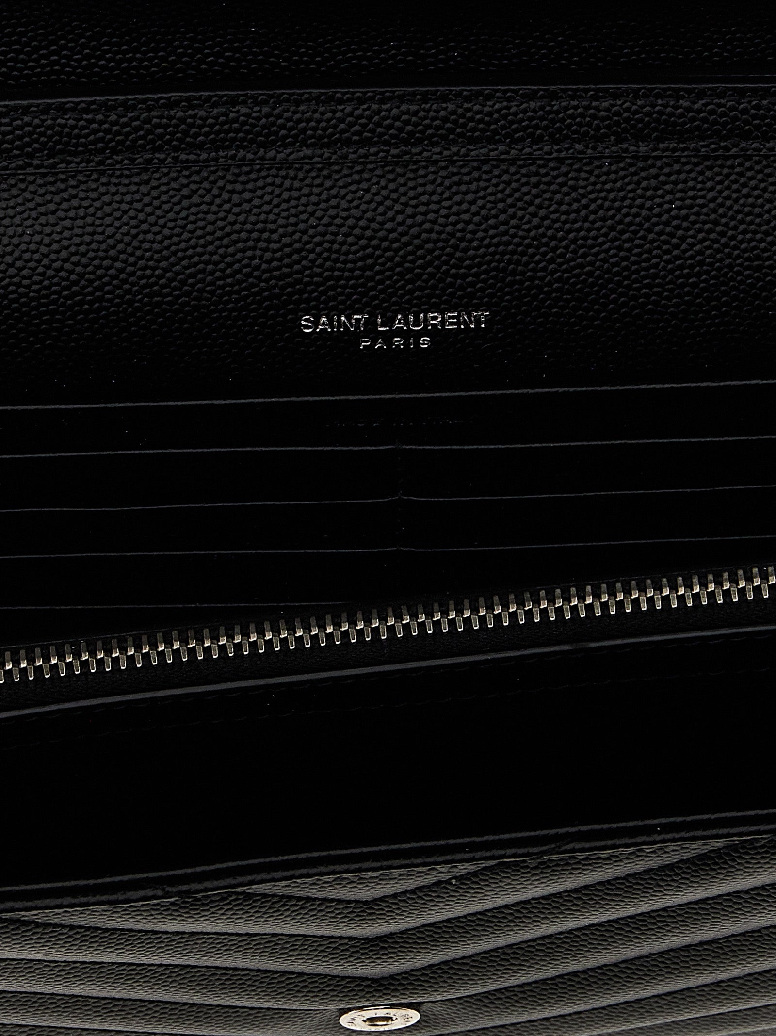 Saint Laurent Cassandre Grain de Poudre Calfskin Clutch Bag in Black