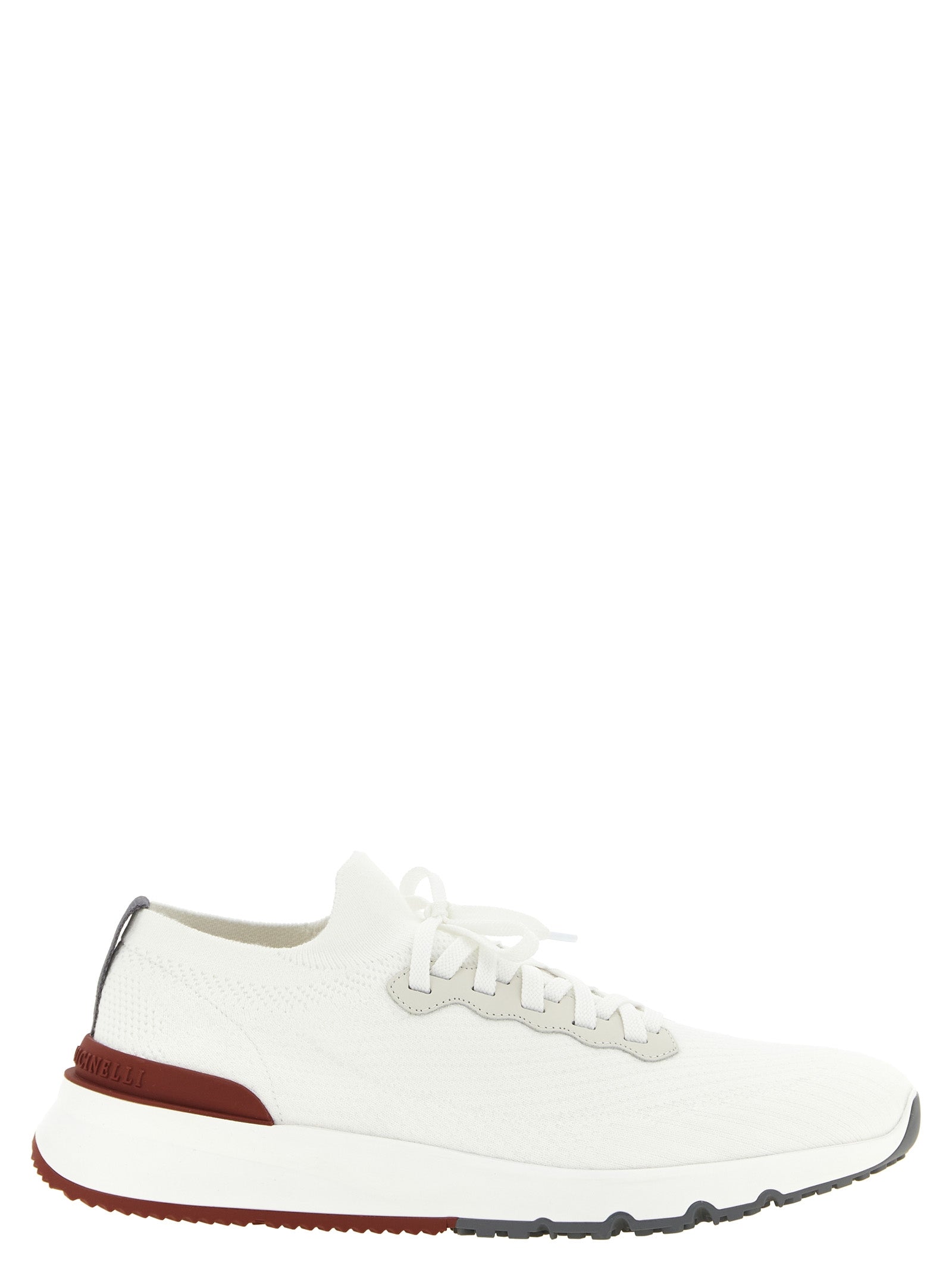 White Running Sock” lace-up sneakers by BRUNELLO CUCINELLI