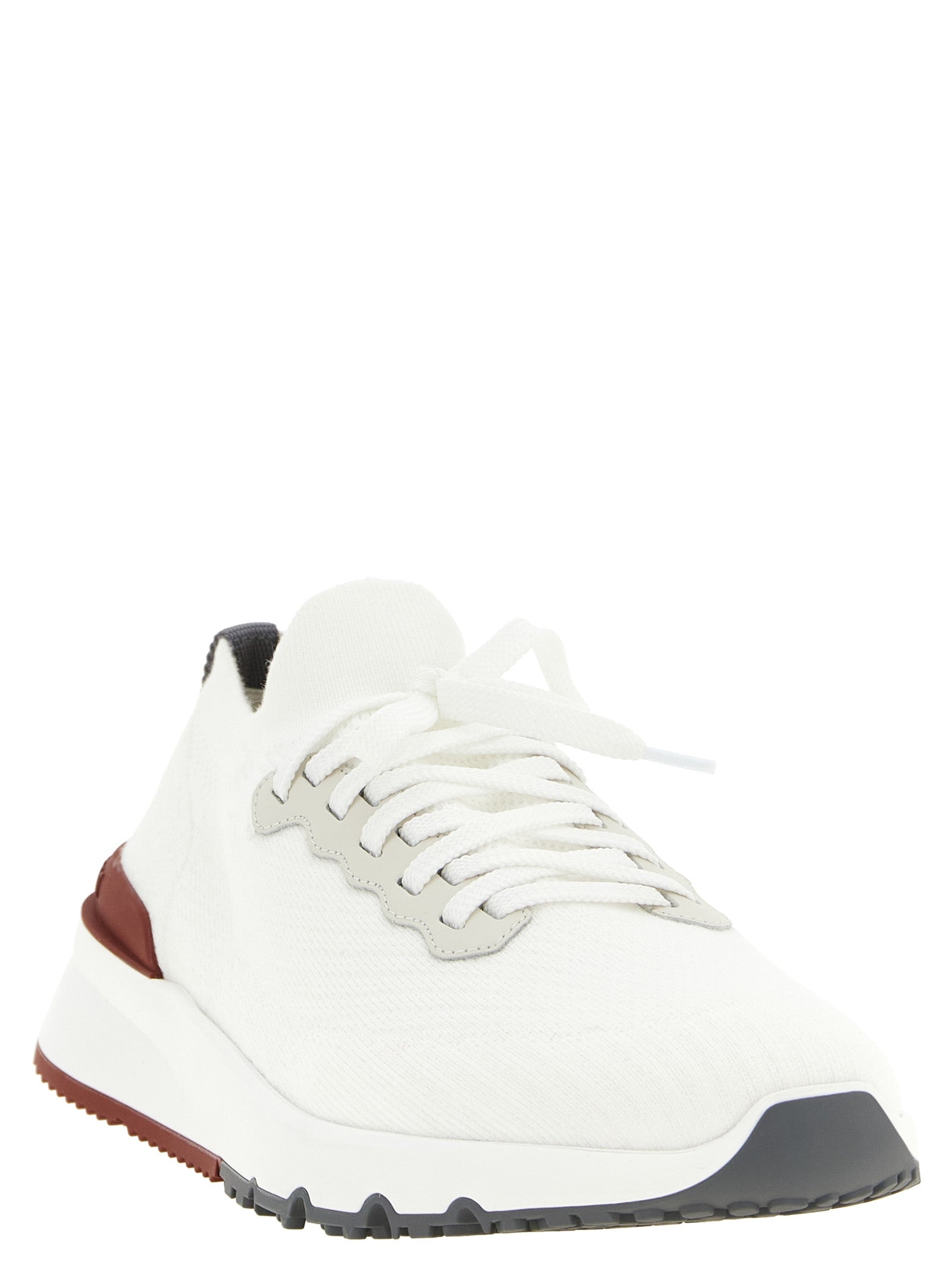 White Running Sock” lace-up sneakers by BRUNELLO CUCINELLI