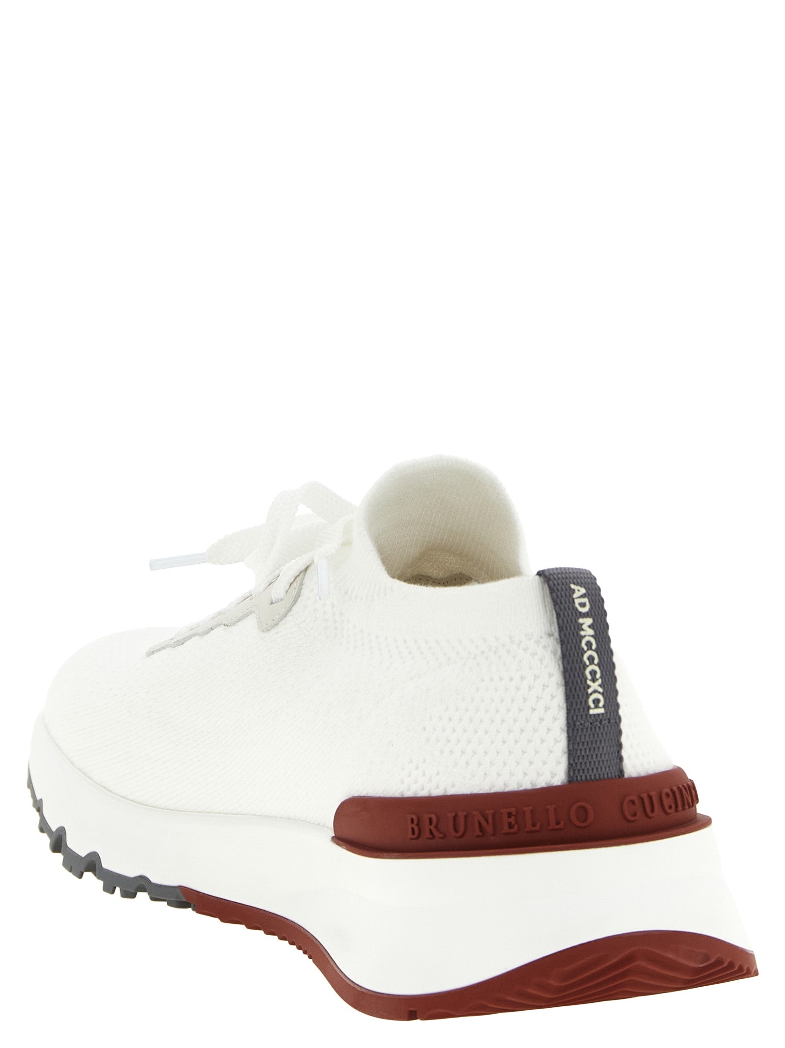 White Running Sock” lace-up sneakers by BRUNELLO CUCINELLI