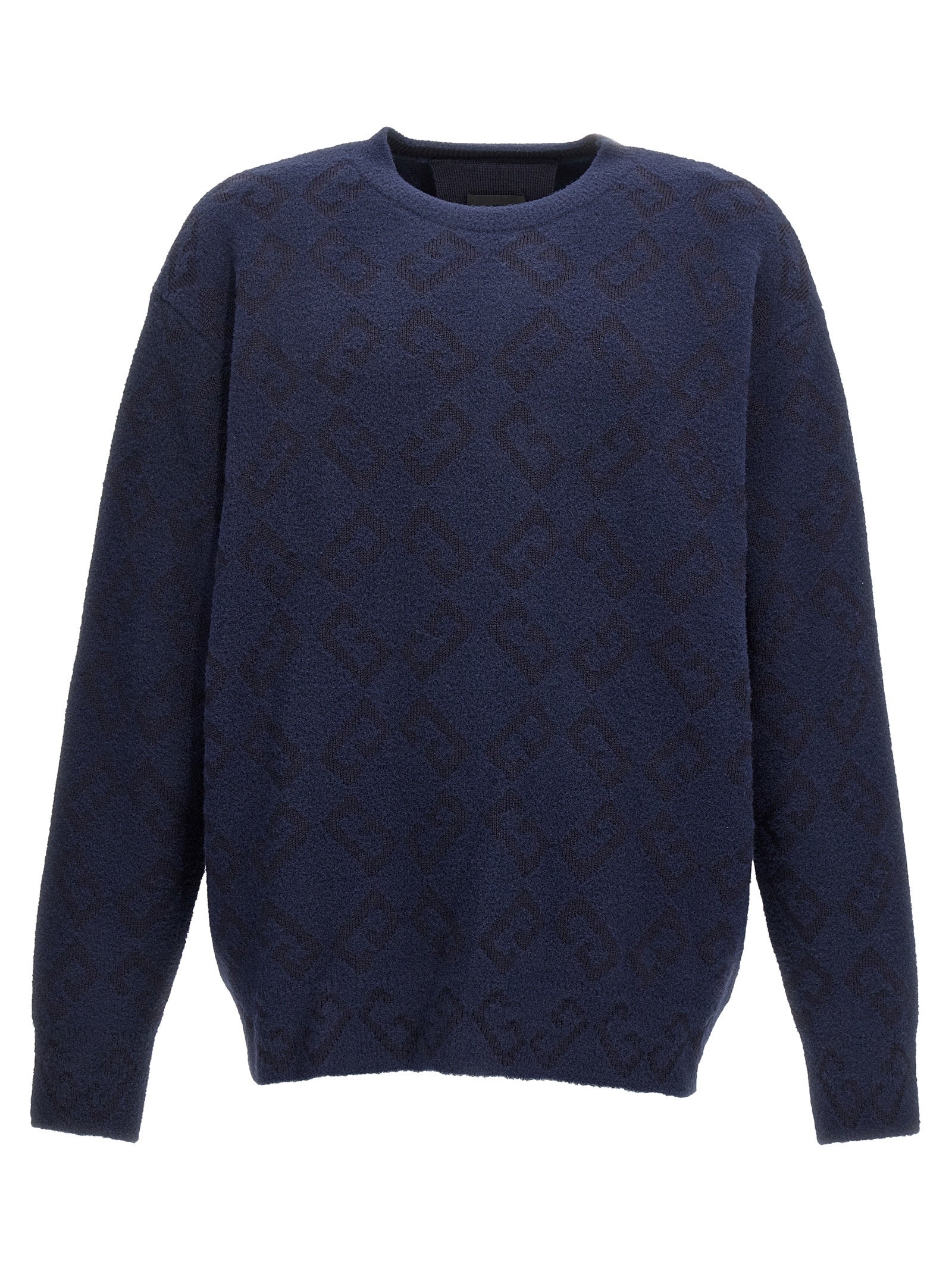 Givenchy Embroidered Logo Wool Blend Sweater in Blue
