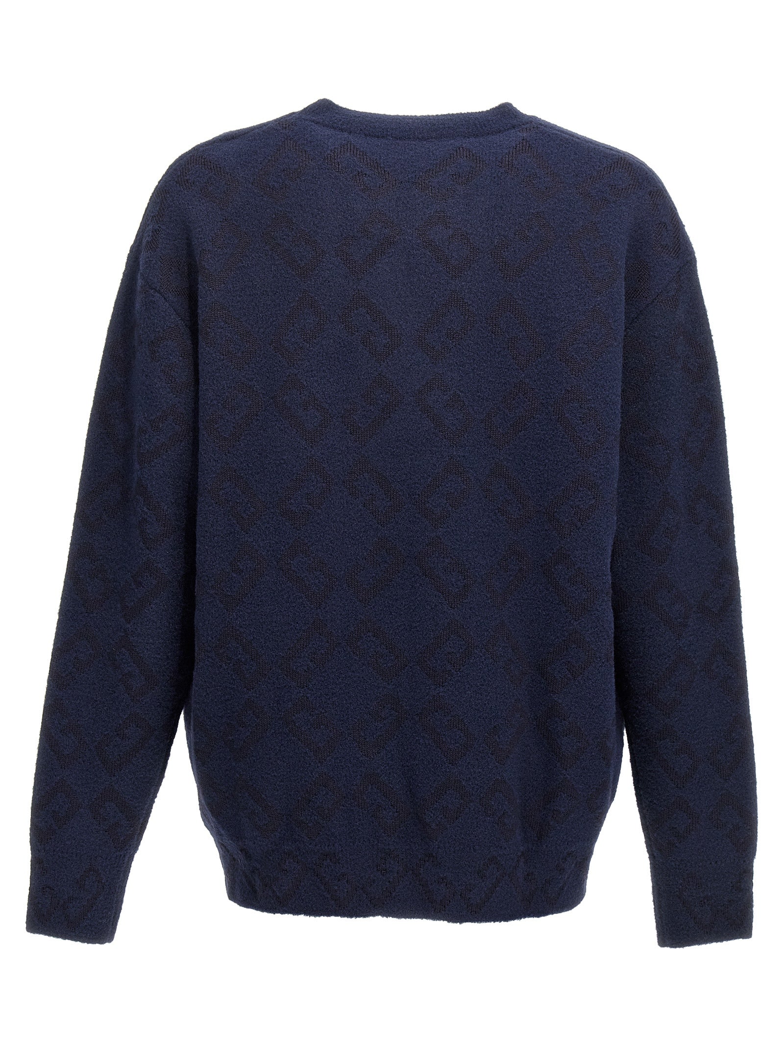 Givenchy Embroidered Logo Wool Blend Sweater in Blue