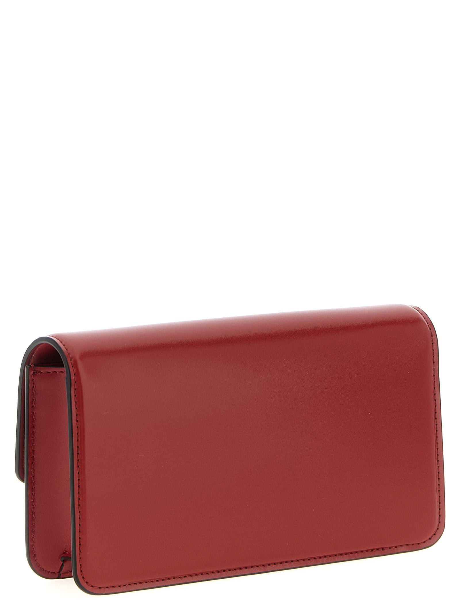 Valentino Garavani 'Vain' Red Calfskin Clutch Bag with Antiqued VLogo & Detachable Straps