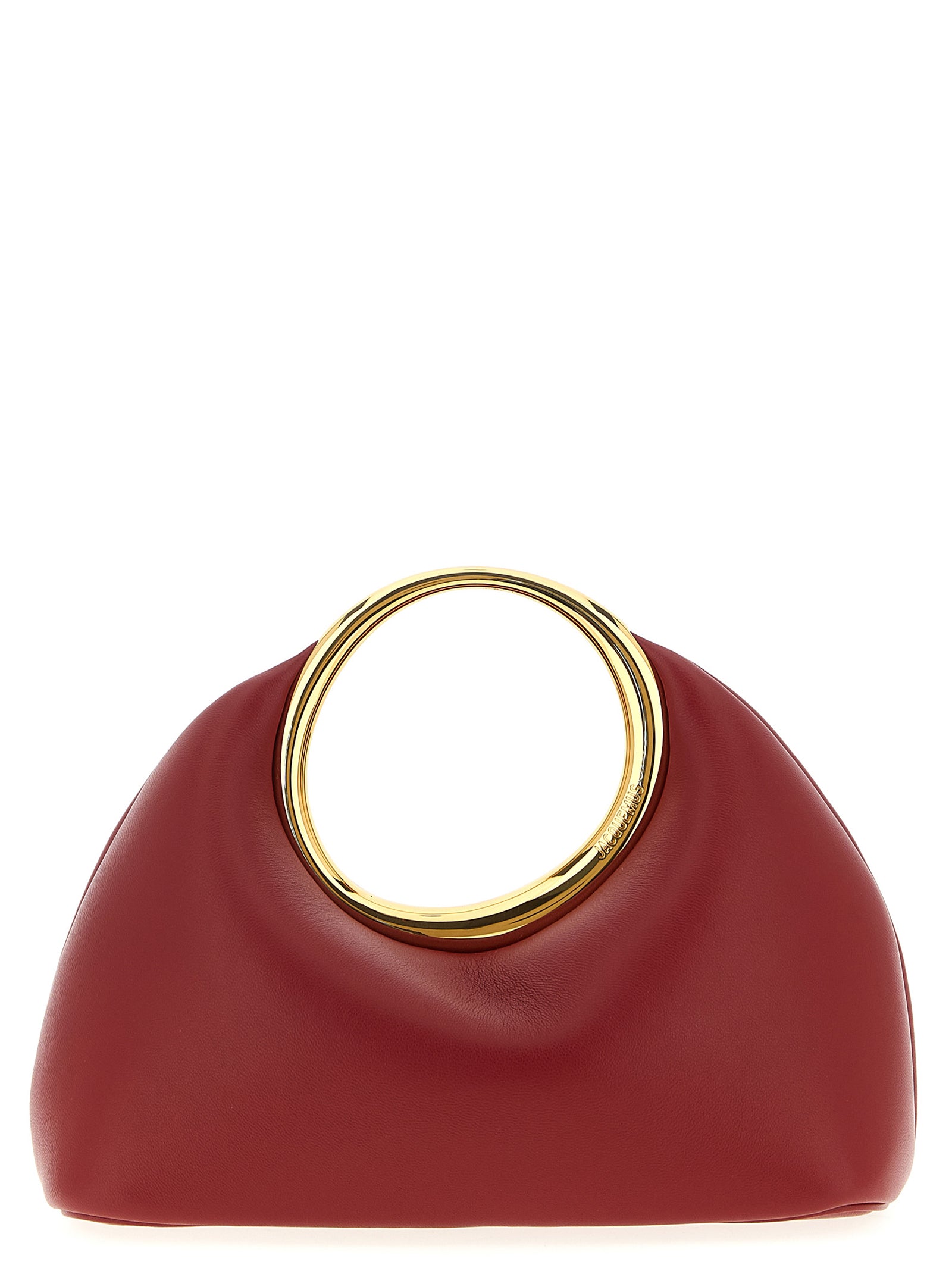 Jacquemus 'Le Petit Calino' Red Lamb Leather Handbag with Metal Ring Handle