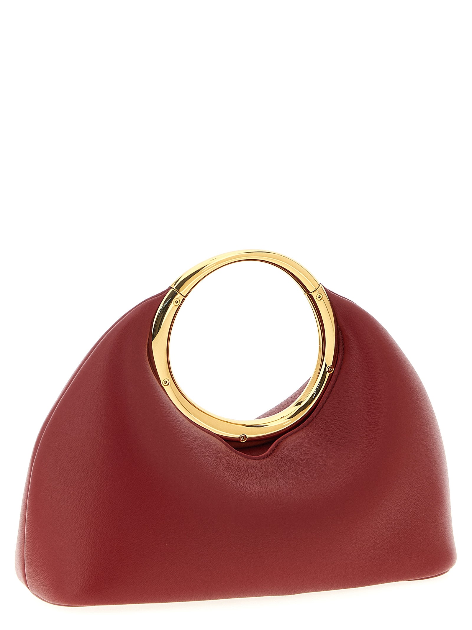 Jacquemus 'Le Petit Calino' Red Lamb Leather Handbag with Metal Ring Handle