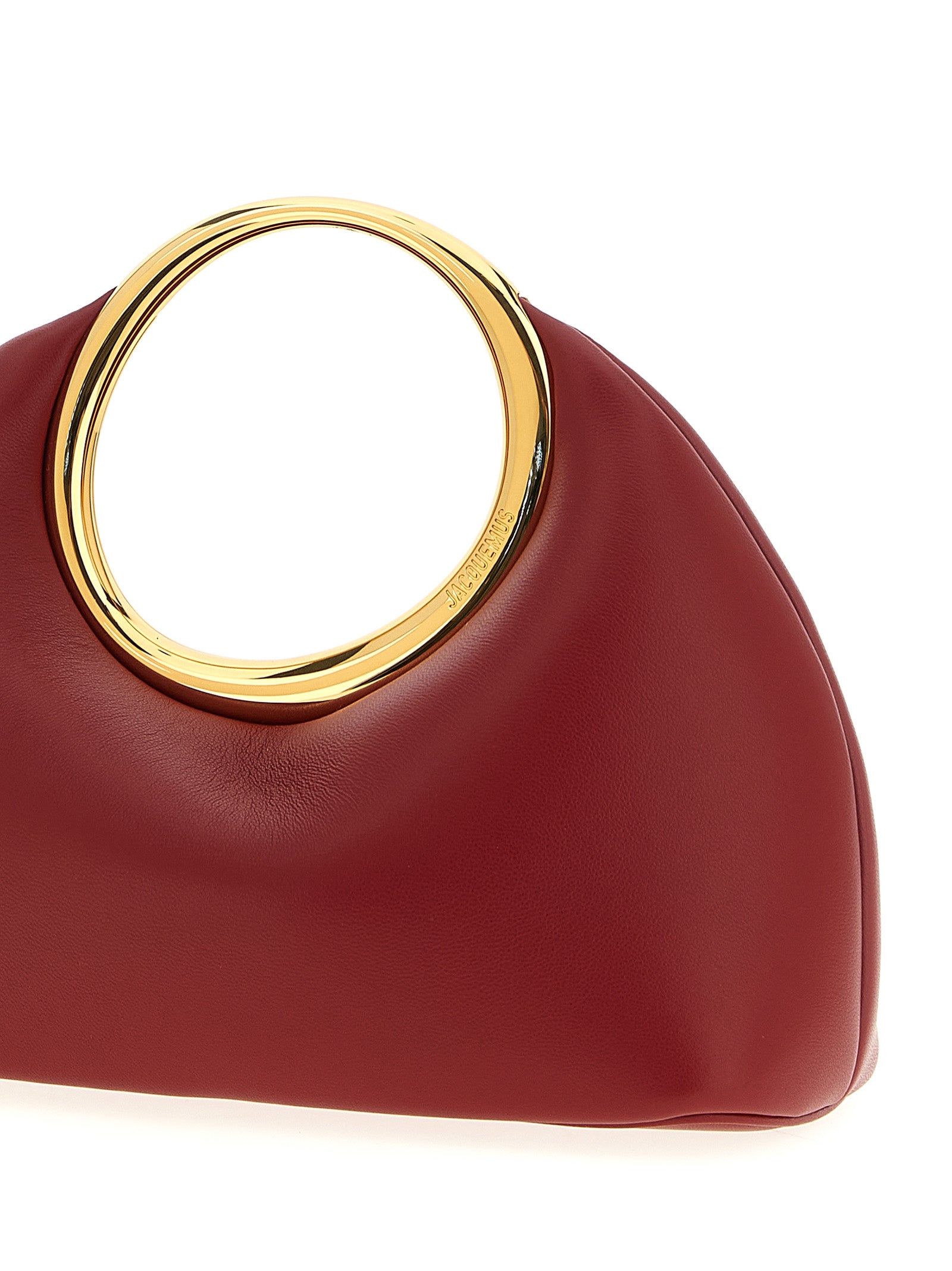 Jacquemus 'Le Petit Calino' Red Lamb Leather Handbag with Metal Ring Handle