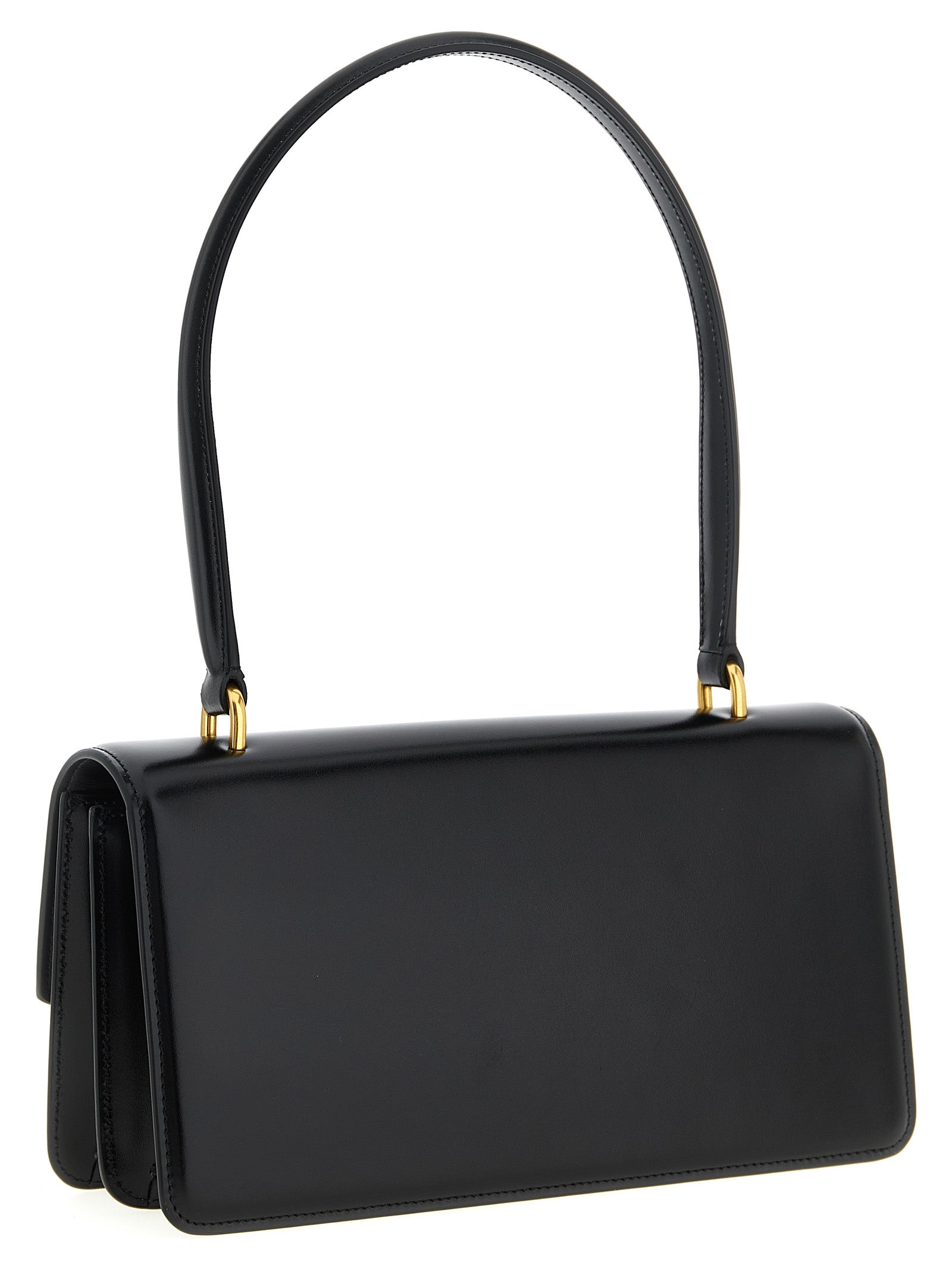 Valentino Garavani 'Vain' Black Shiny Calfskin Shoulder Bag with VLogo Detail