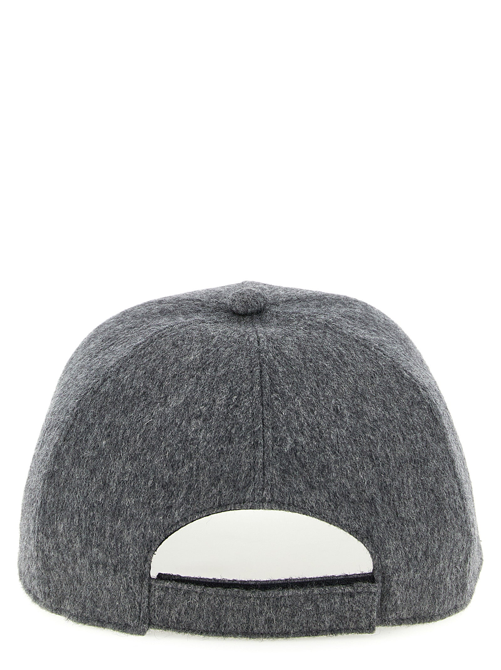Fendi Gray Wool & Cashmere Baseball Cap FF Embroidery