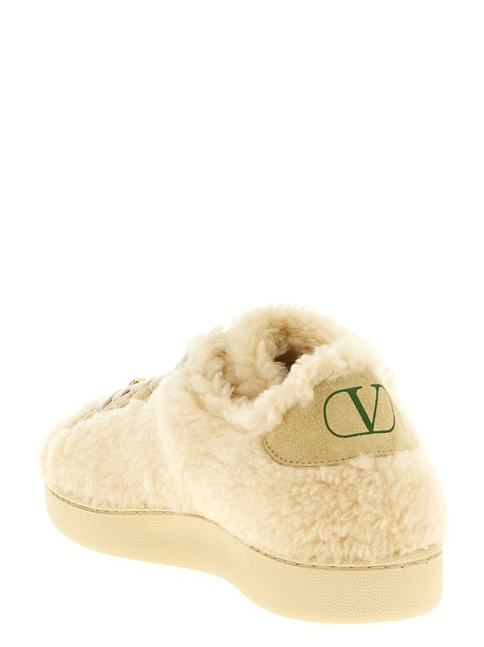 Valentino Garavani Royco Beige Teddy Wool Sneakers VLogo