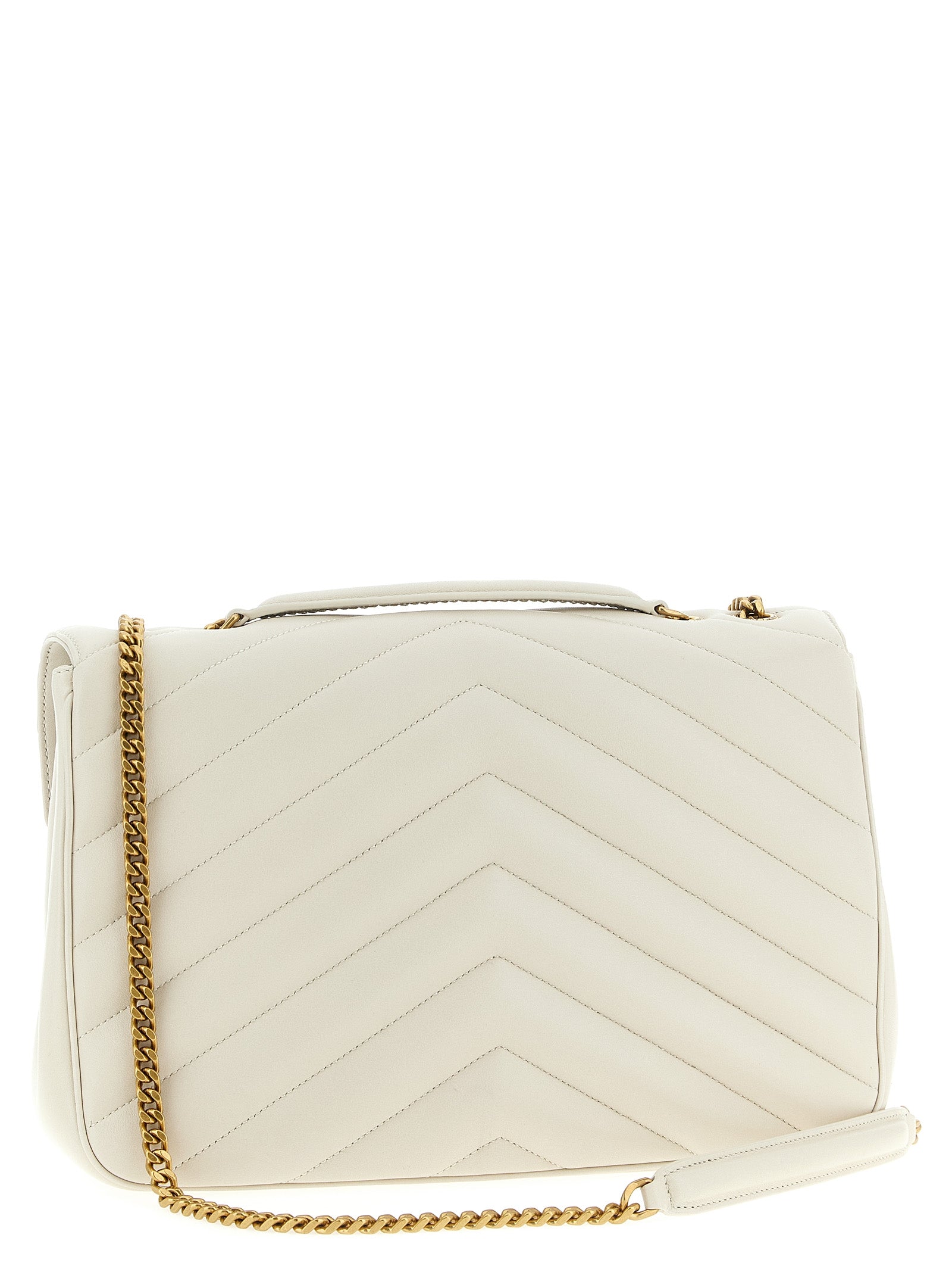 حقيبة كتف من جلد الحملان بيج