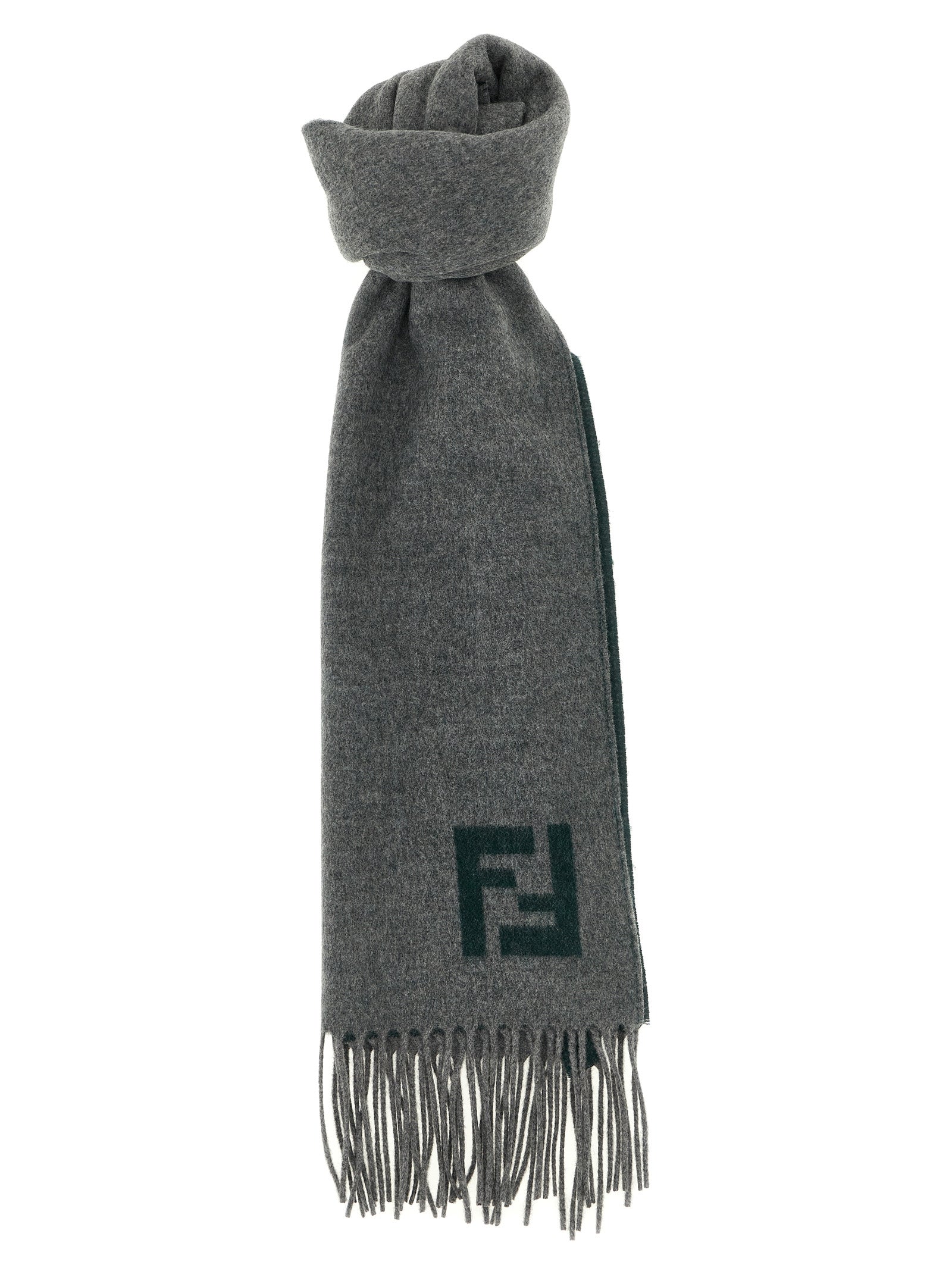 Fendi Multicolor Wool & Cashmere Scarf FF Intarsia