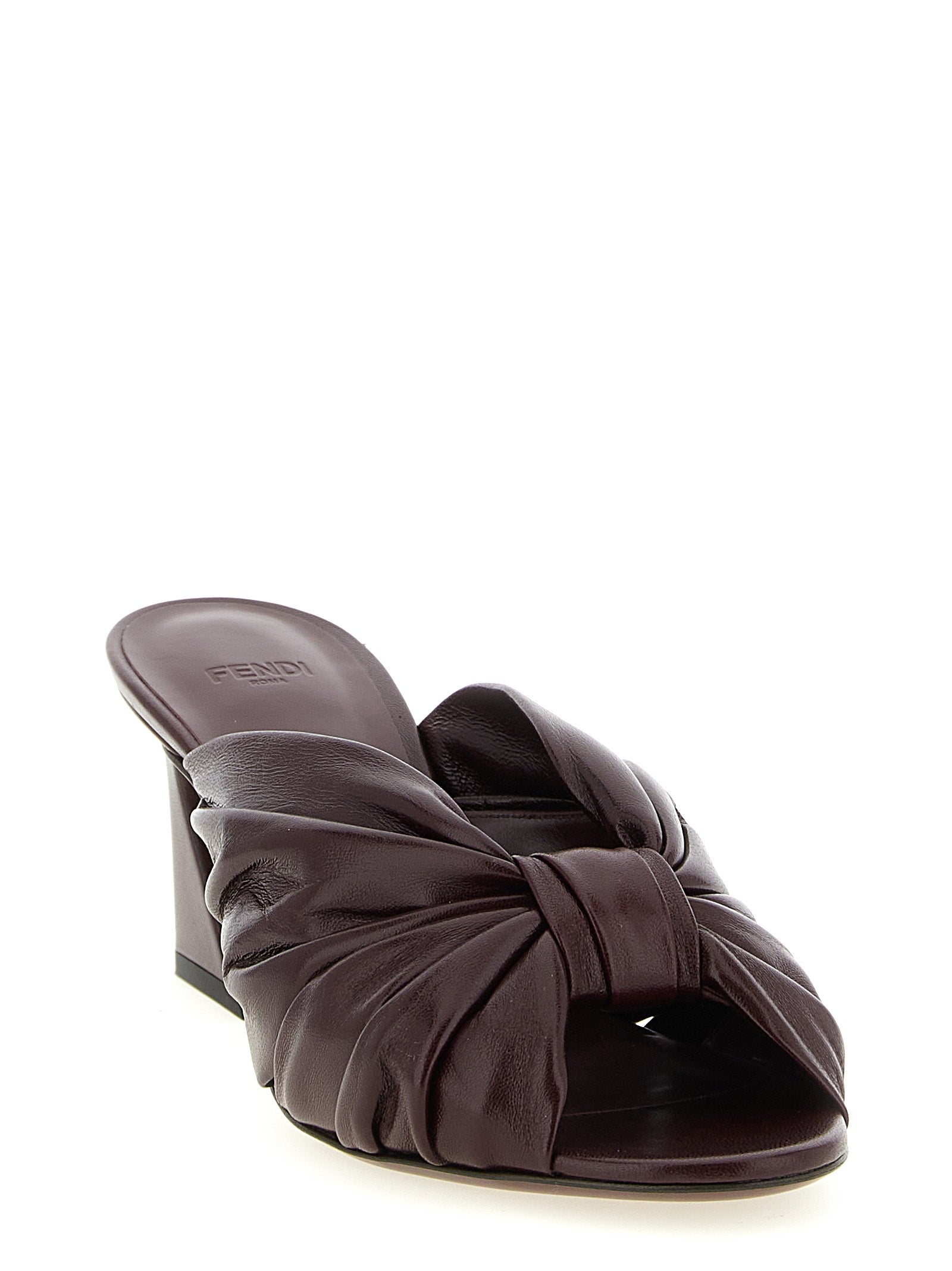 Fendi Arco Platform Sandals — Bordeaux Glossy Nappa Leather | Women