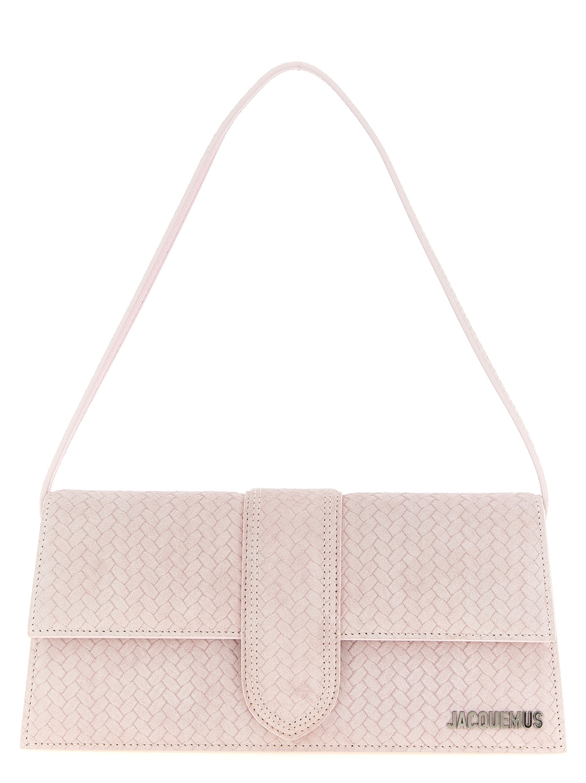 Jacquemus Le Bambino Long Embossed Calfskin Shoulder Bag in Pink | Made in Italy
