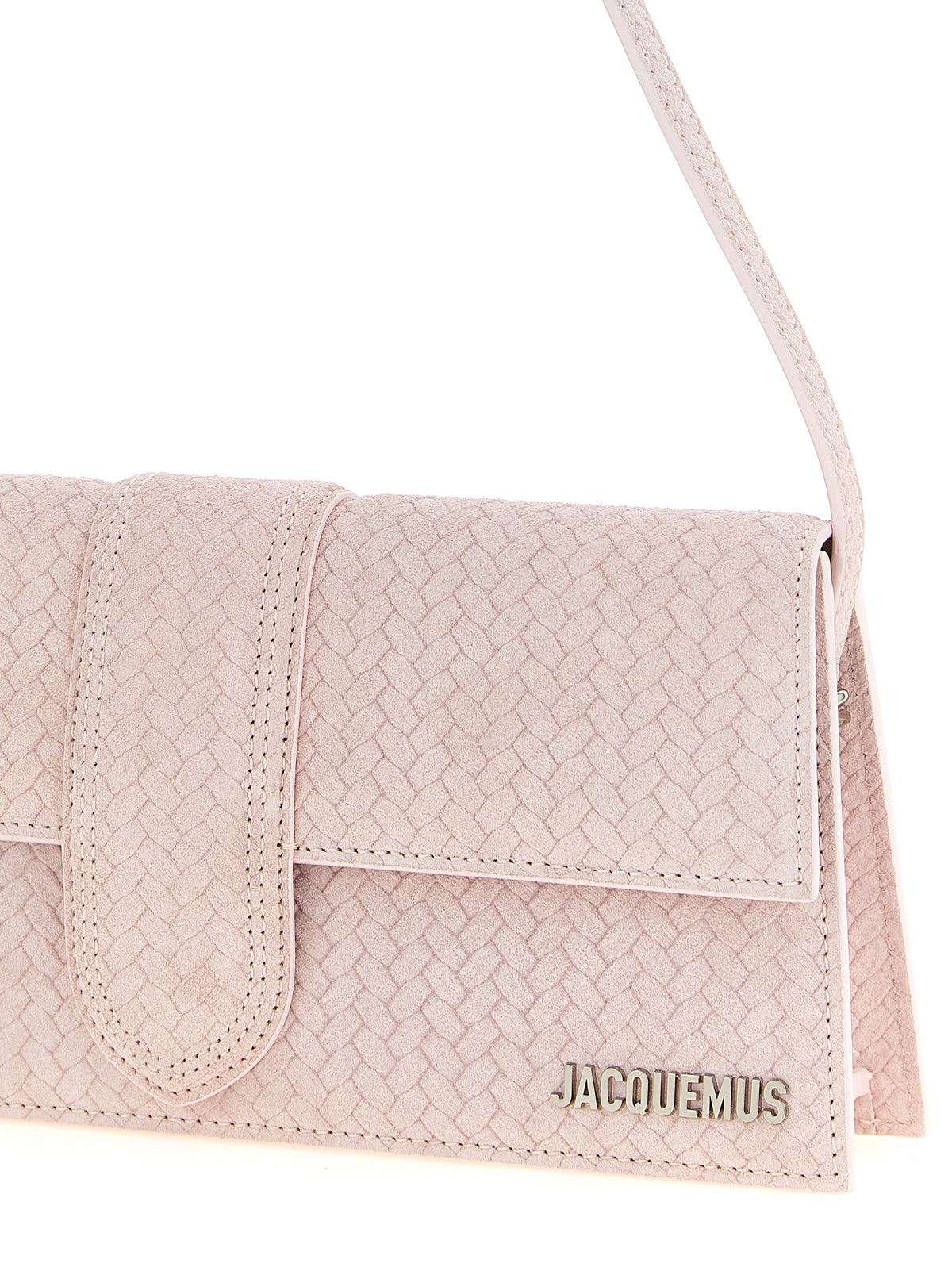 Jacquemus Le Bambino Long Embossed Calfskin Shoulder Bag in Pink | Made in Italy