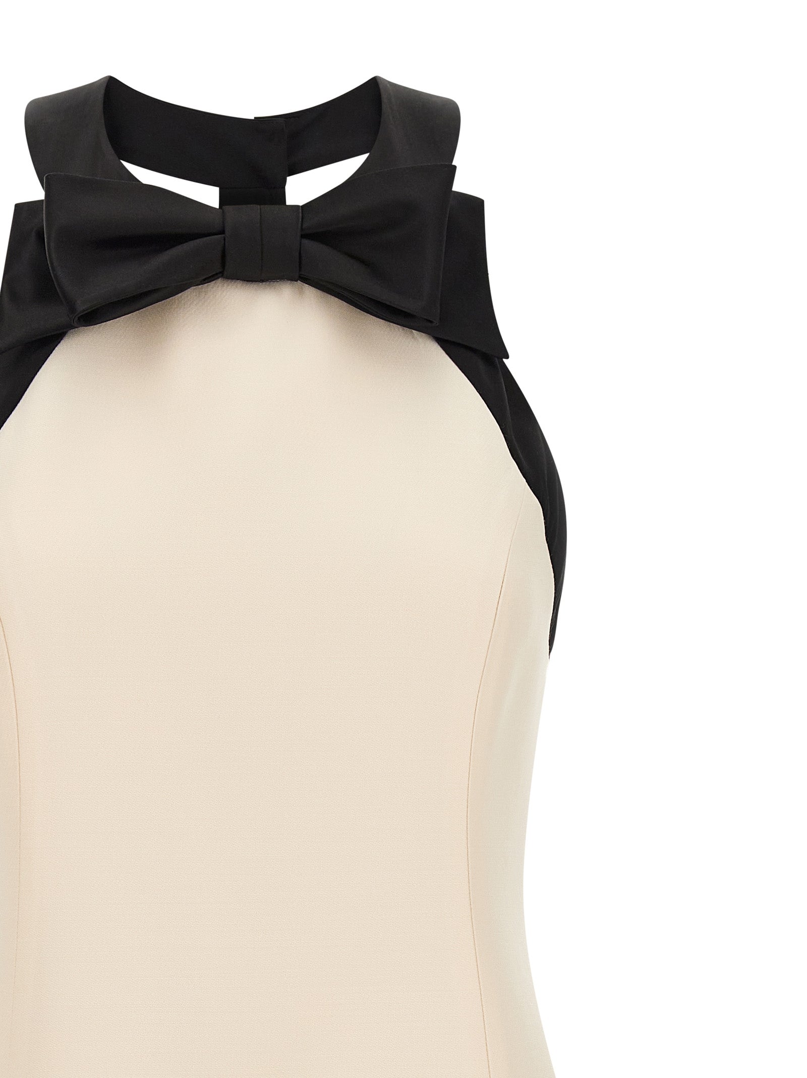 Valentino Garavani White & Black Crêpe Couture Mini Dress with Contrast Bow