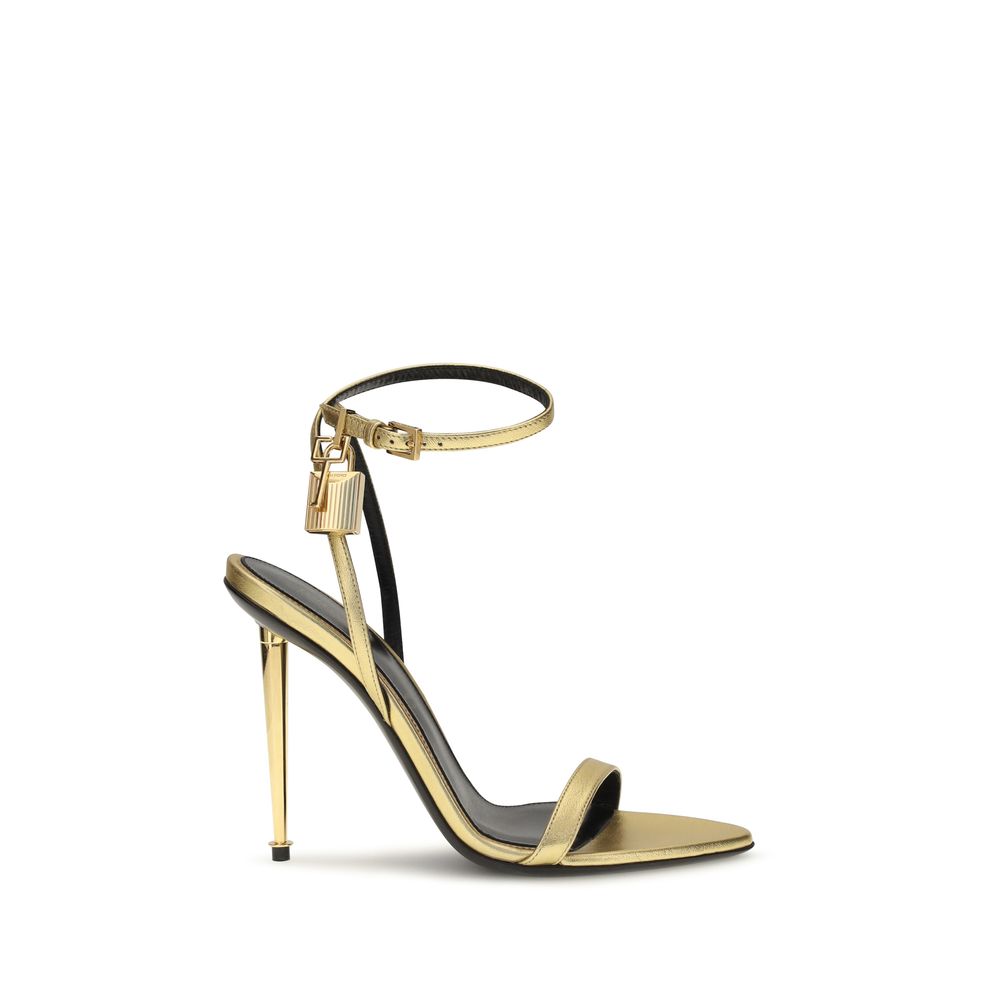 صندل ذهبي بكعب خنجر ماركة Gold Lamb Ovis Aries Aries Stiletto Heel