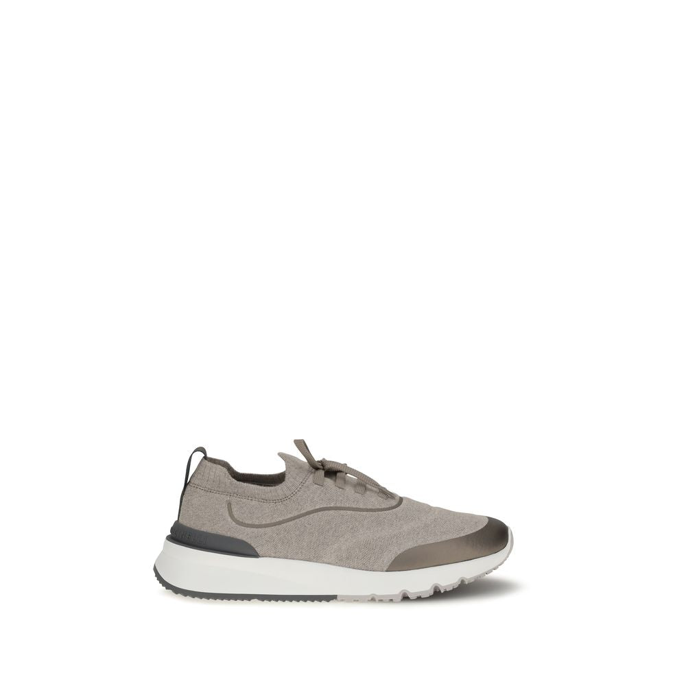 Brunello Cucinelli Brown Techno Cotton Knit Sneakers AW26