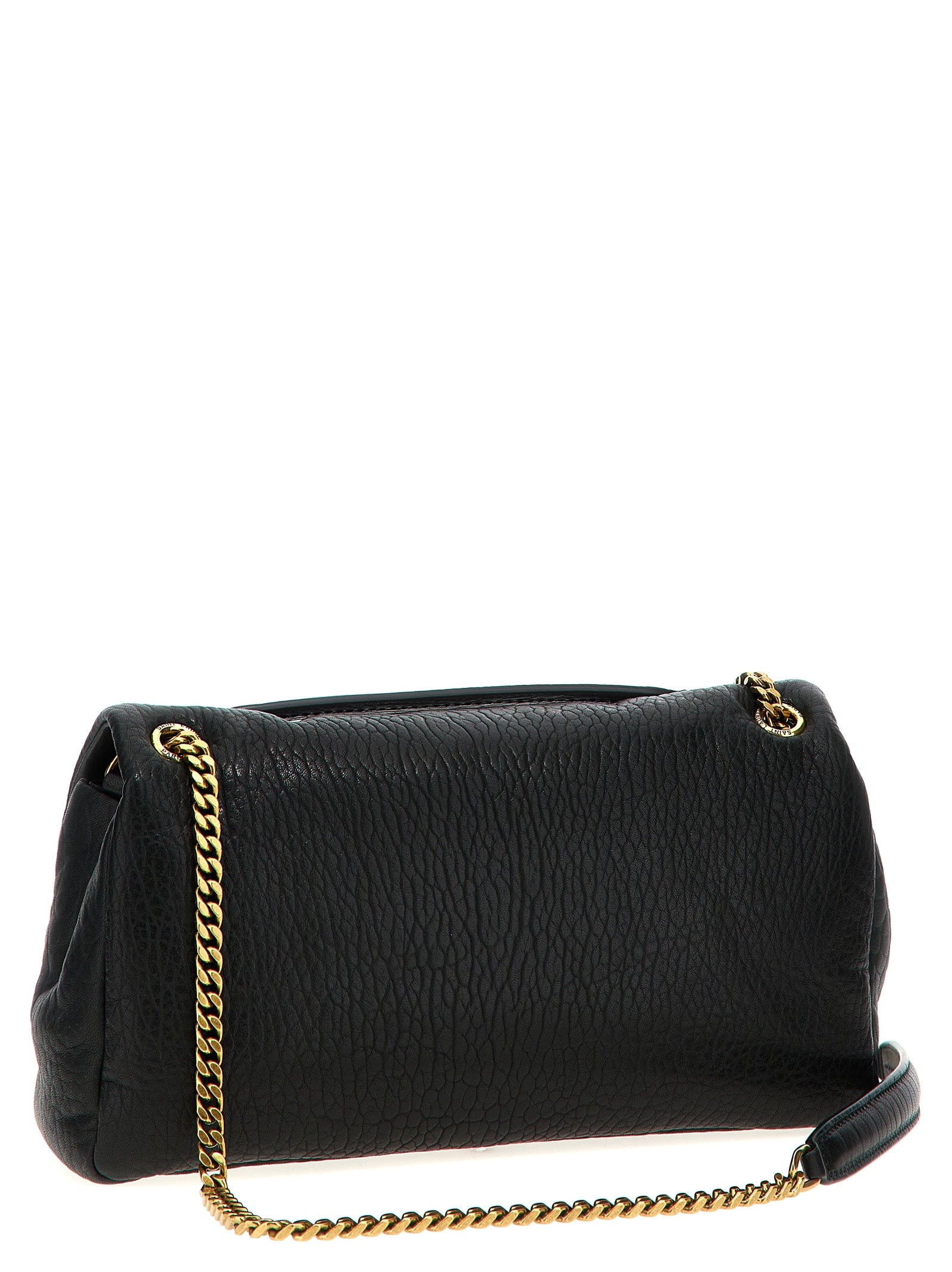 Saint Laurent Calypso Quilted Hammered Leather Shoulder Bag in Black | Made in Italy