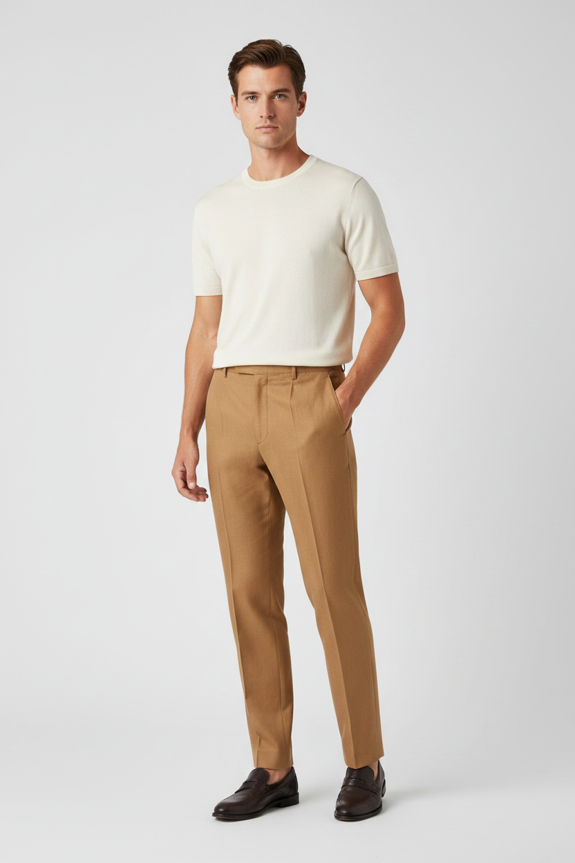 Beige Paper Casual Pants