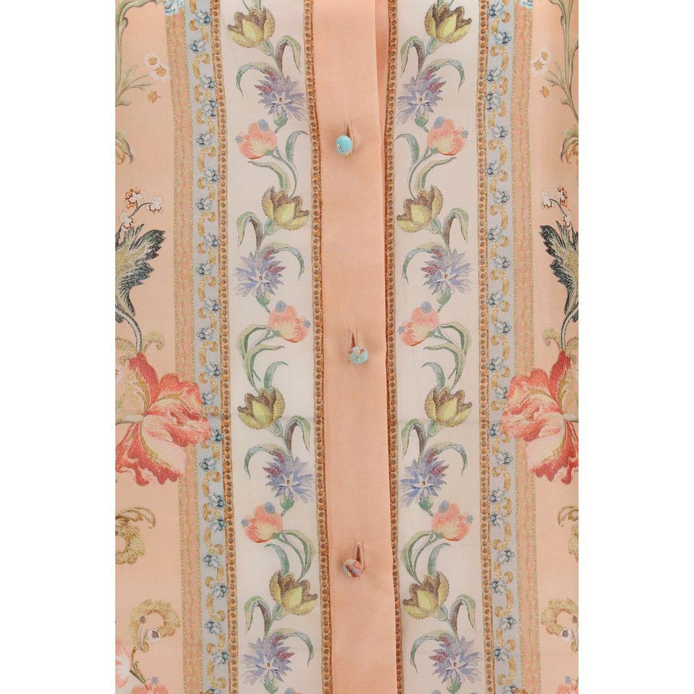 قميص حريري بنقشة متعددة الألوان