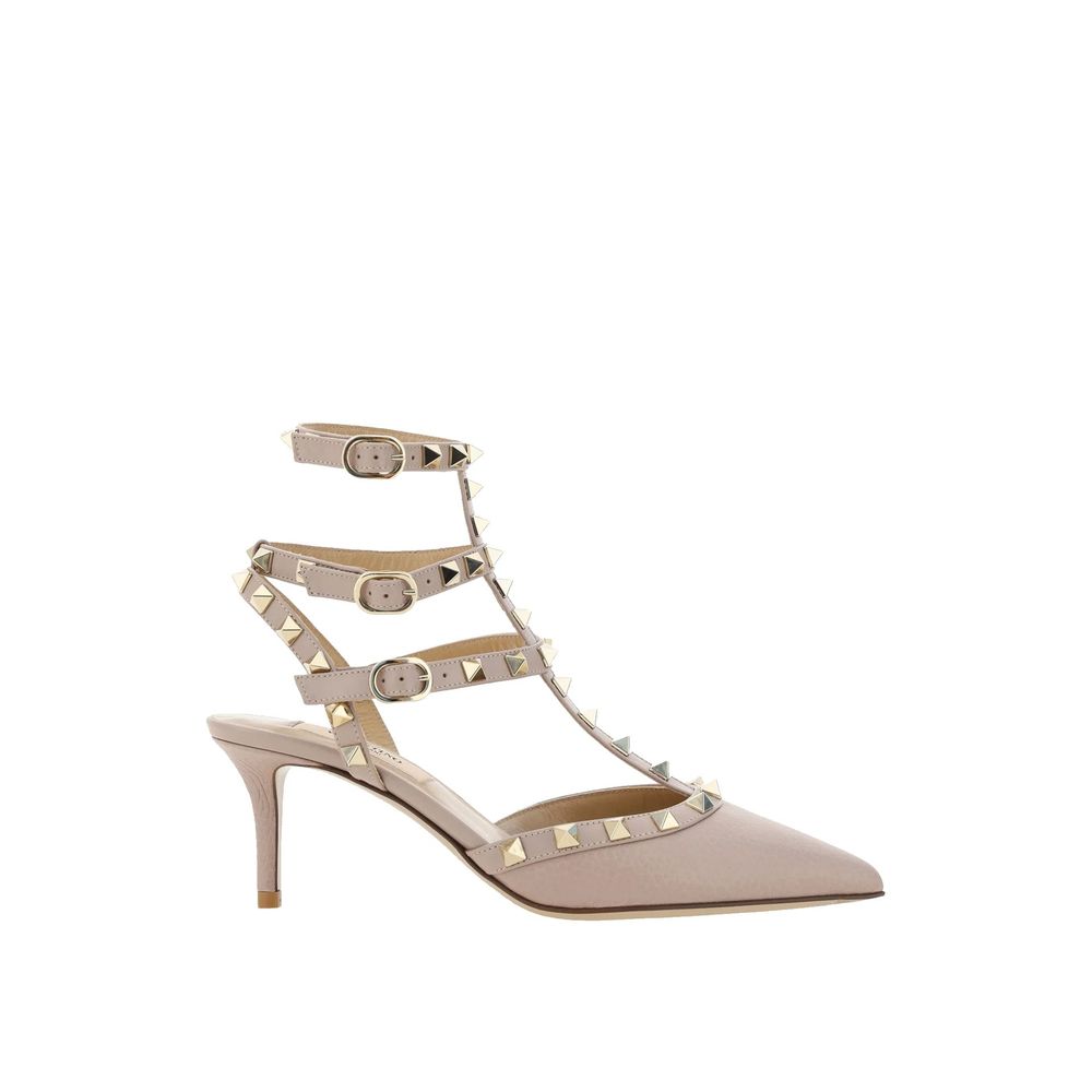 Valentino Garavani Rockstud Caged Calfskin Pumps in Nude | 7cm Heel