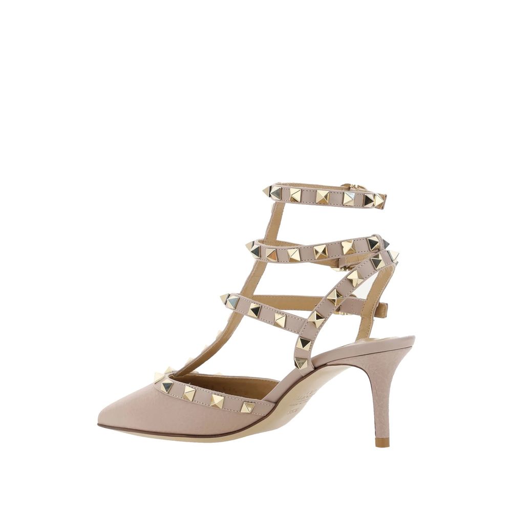 Valentino Garavani Rockstud Caged Calfskin Pumps in Nude | 7cm Heel