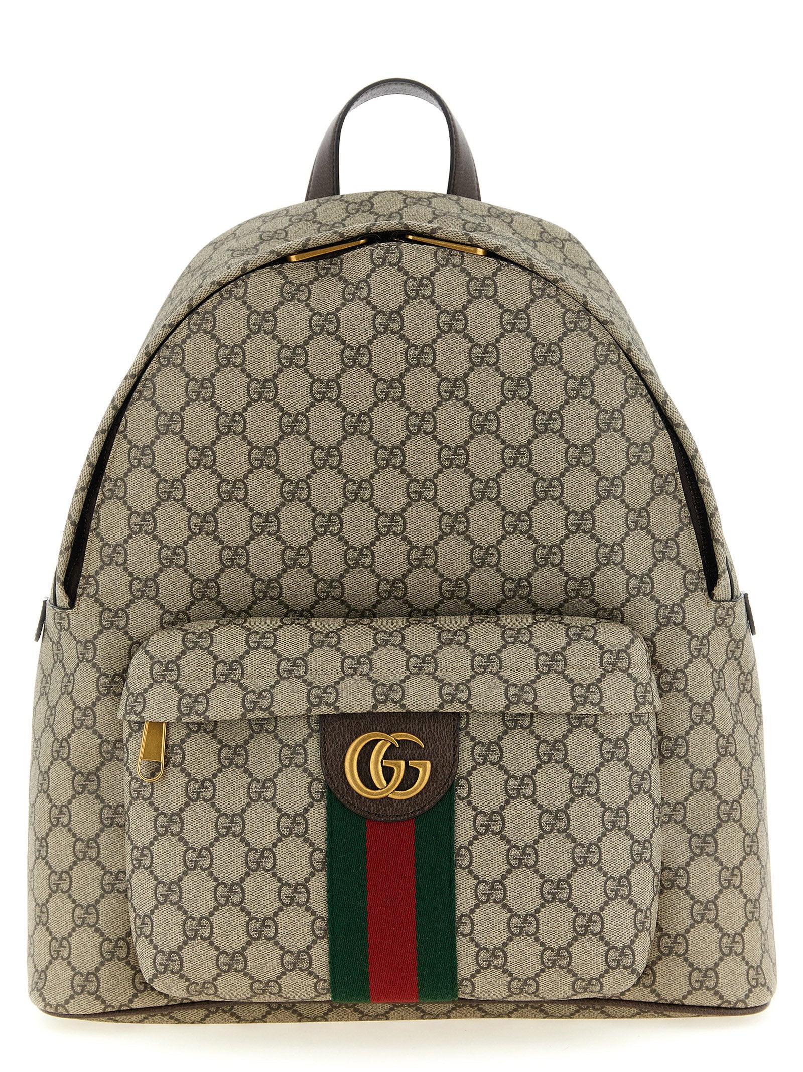 Gucci 'Ophidia' GG Monogram Medium Backpack with 'Nastro Web', Hammered Leather & Antiqued Hardware