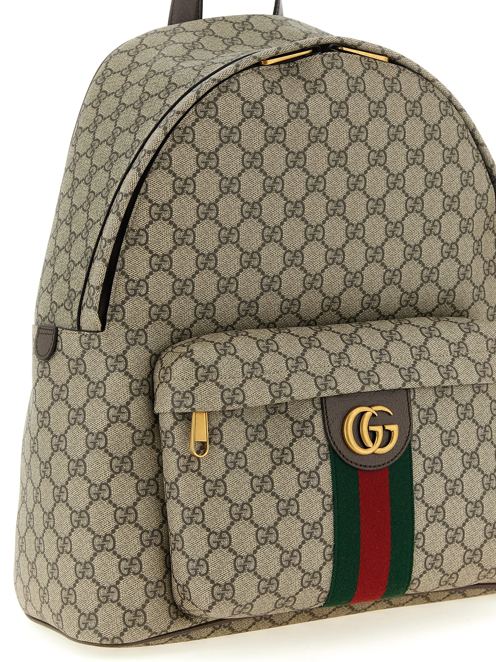 Gucci 'Ophidia' GG Monogram Medium Backpack with 'Nastro Web', Hammered Leather & Antiqued Hardware