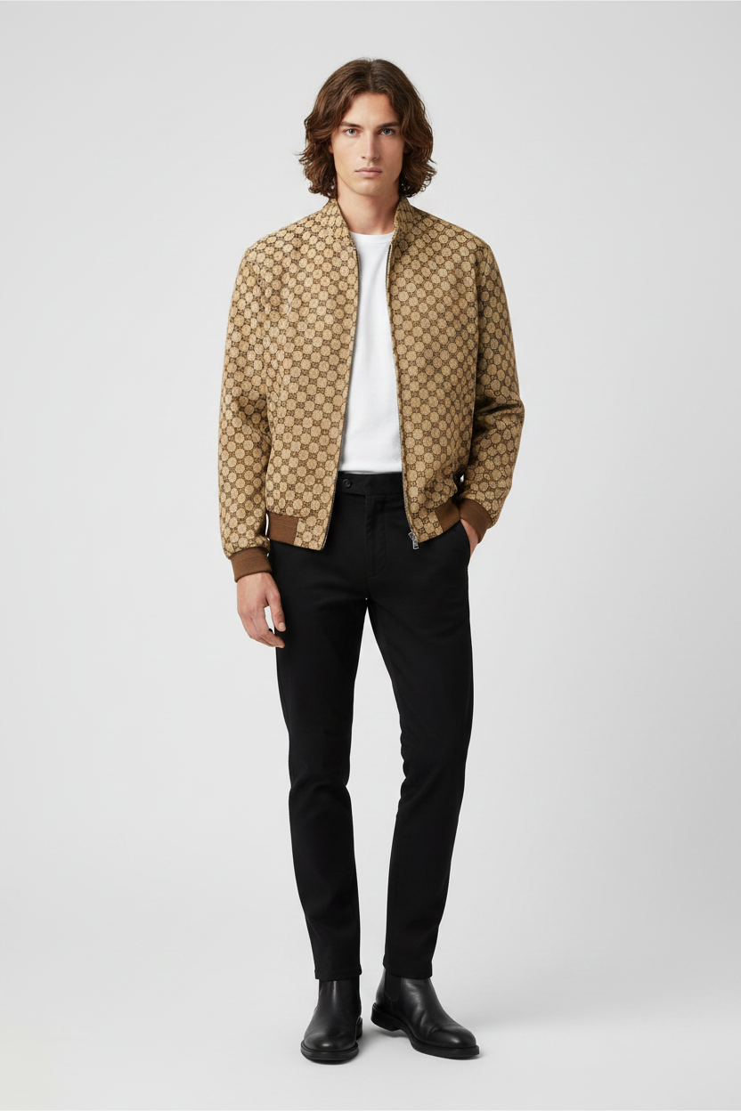Gucci GG Fabric Bomber Jacket — Beige | Men