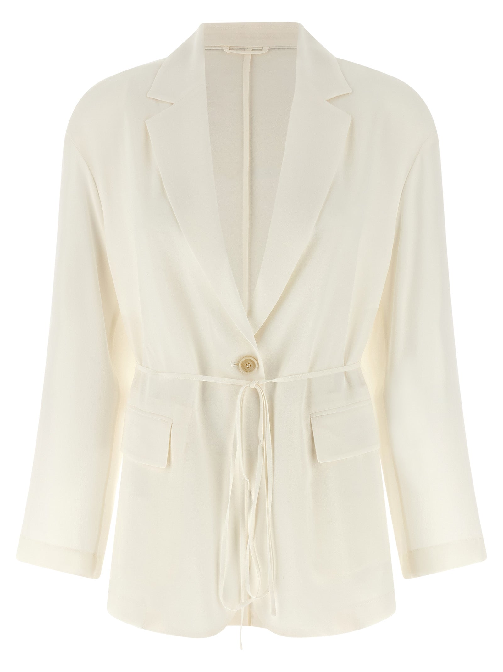 Brunello Cucinelli Beige Pure Silk Crêpe Single-Breasted Blazer