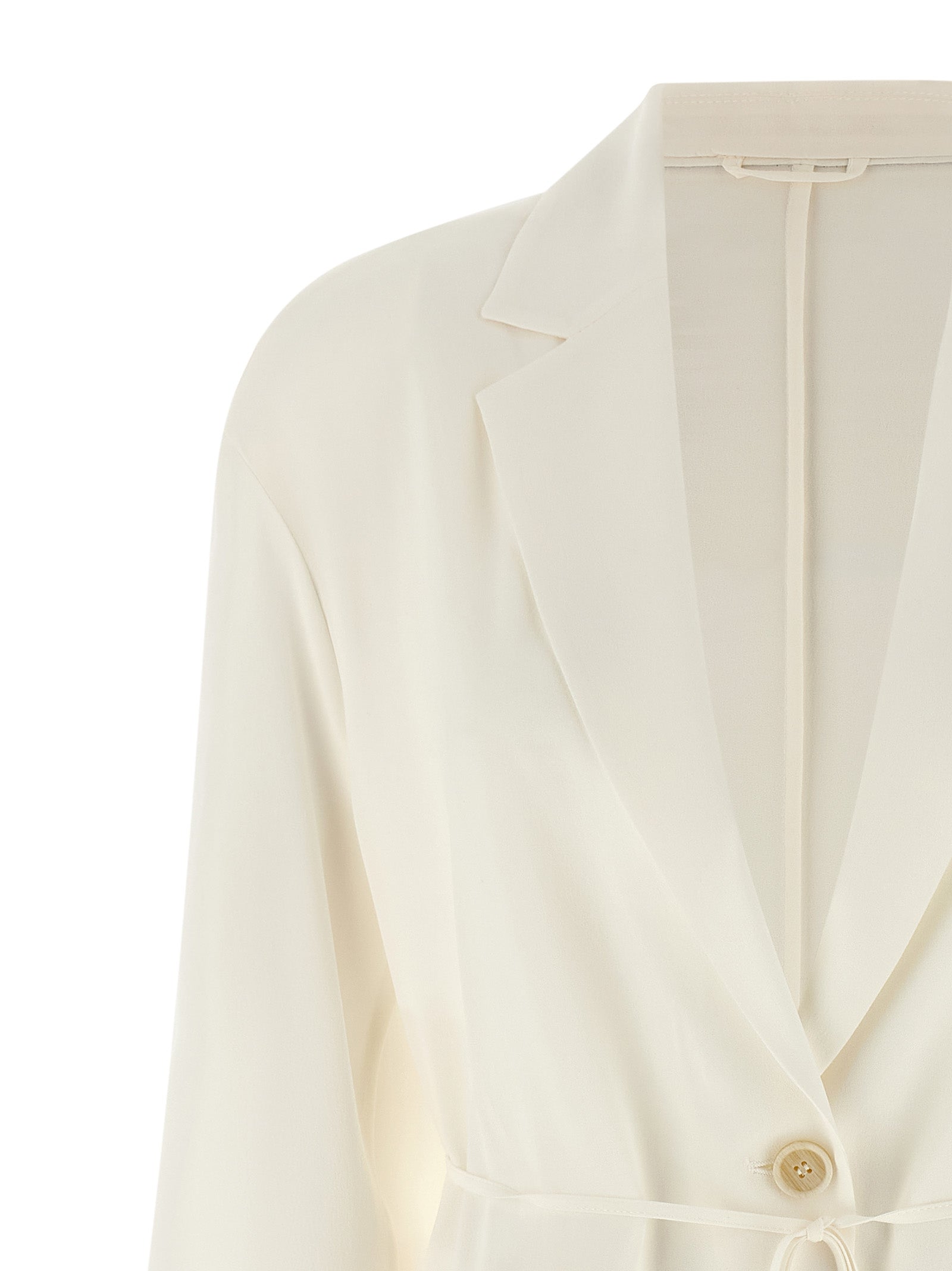 Brunello Cucinelli Beige Pure Silk Crêpe Single-Breasted Blazer