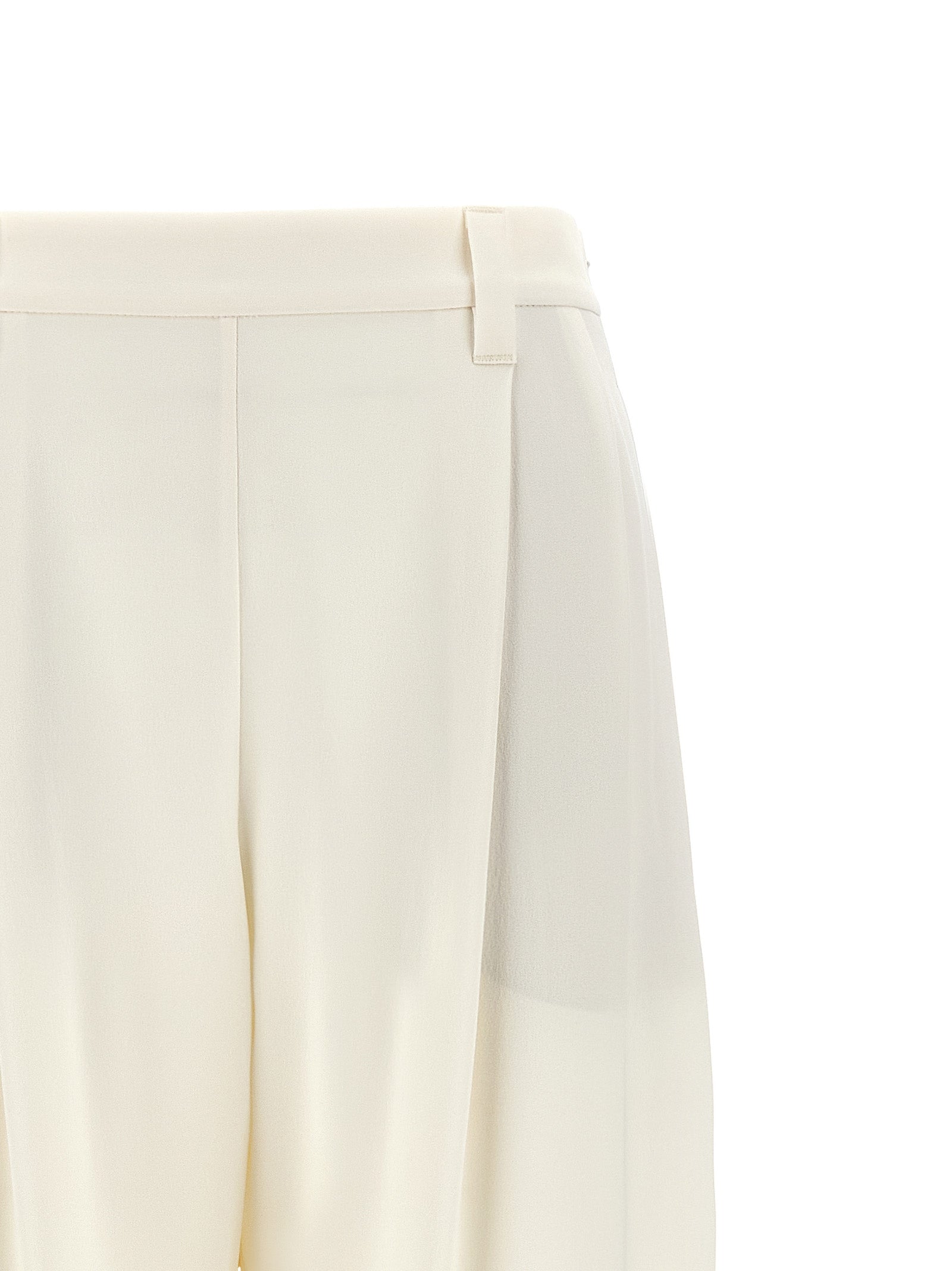 Brunello Cucinelli White Pure Silk Crepe Sablé Trousers
