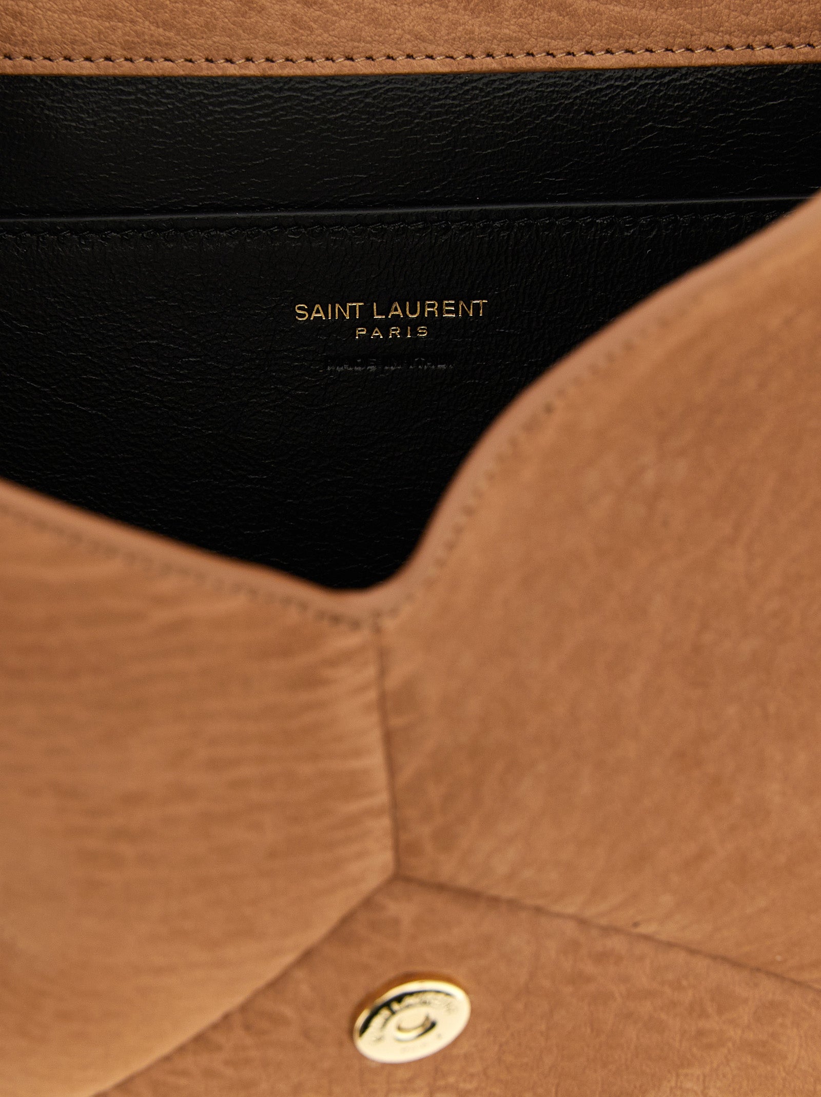 Beige Lamb Leather Clutch Bag