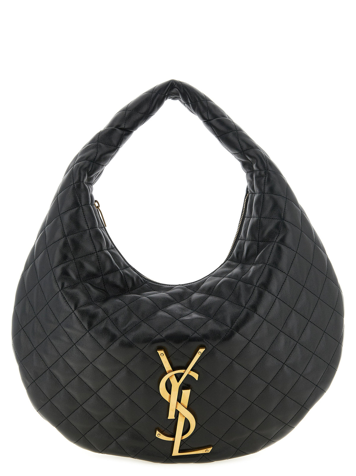 Saint Laurent Hobo Icare Quilted Lamb Leather Shoulder Bag in Black