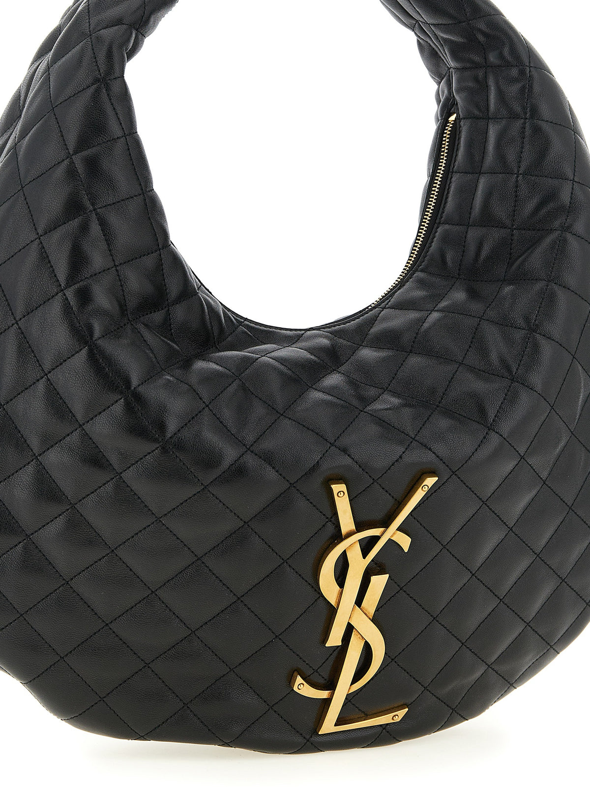Saint Laurent Hobo Icare Quilted Lamb Leather Shoulder Bag in Black