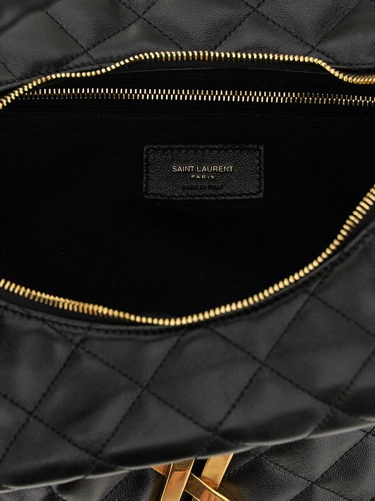 Saint Laurent Hobo Icare Quilted Lamb Leather Shoulder Bag in Black
