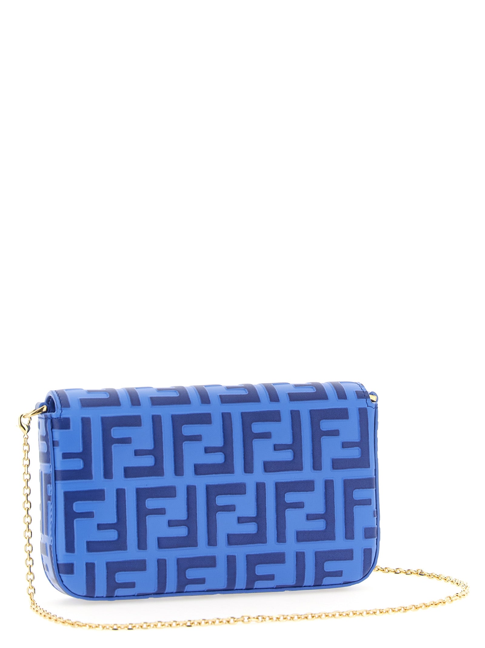 Fendi Blue Calfskin Cardholder FF Diamonds