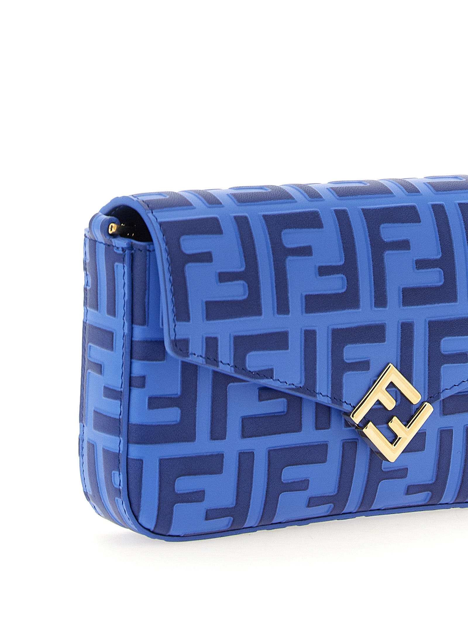 Fendi Blue Calfskin Cardholder FF Diamonds