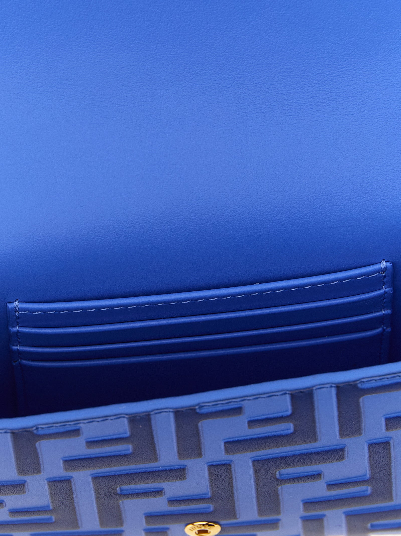 Fendi Blue Calfskin Cardholder FF Diamonds