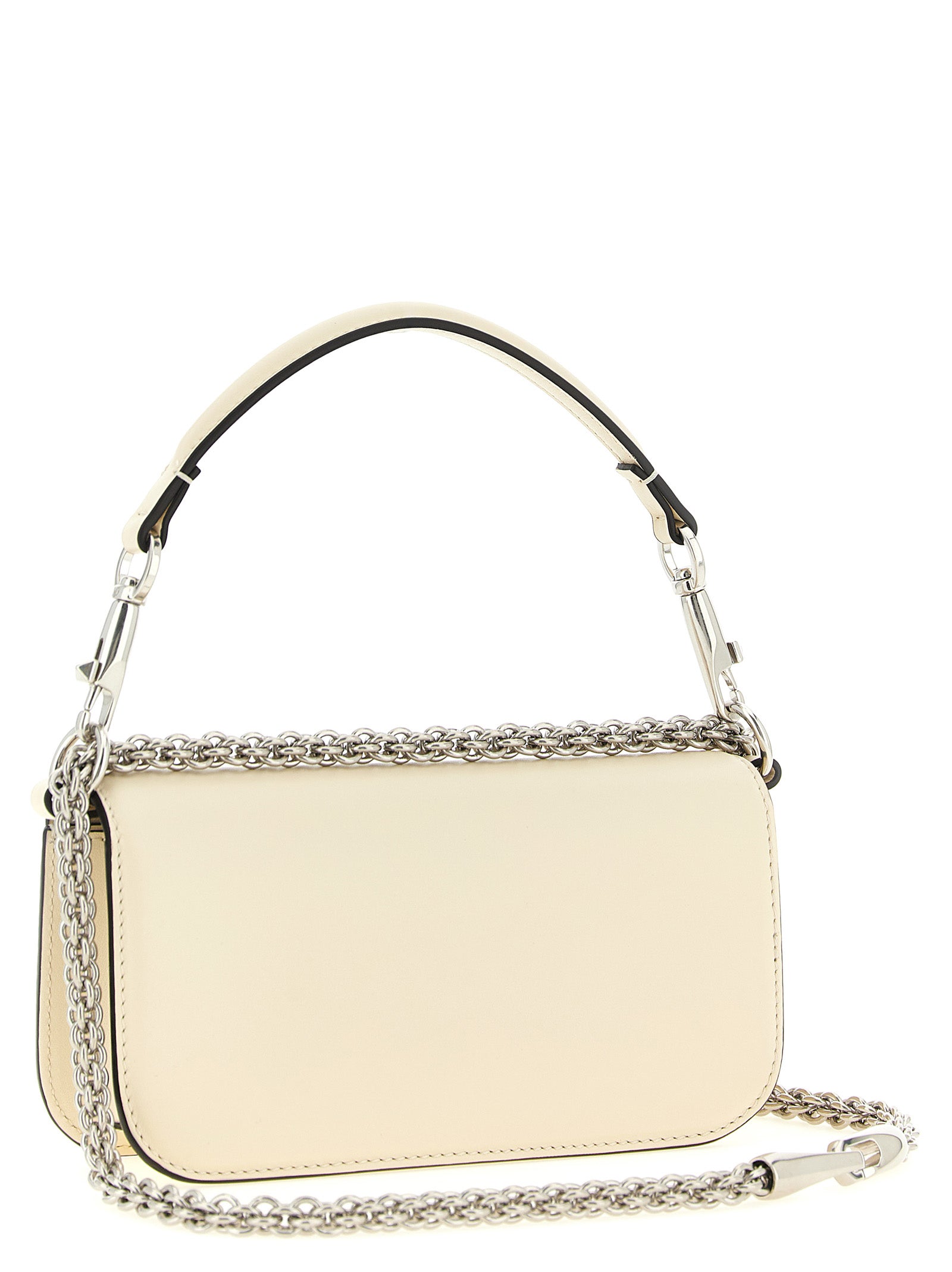 Valentino Garavani 'Locò' Small White Calfskin Shoulder Bag with Swarovski® VLogo