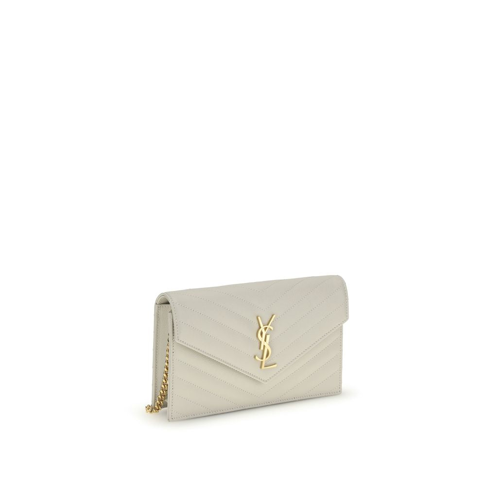 Saint Laurent Cassandre Mini Shoulder Bag in Beige Calfskin