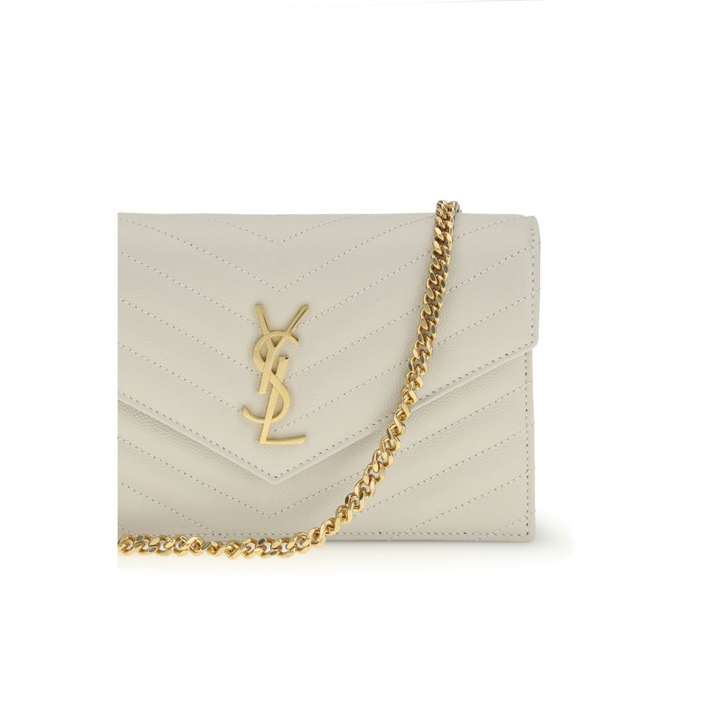 Saint Laurent Cassandre Mini Shoulder Bag in Beige Calfskin