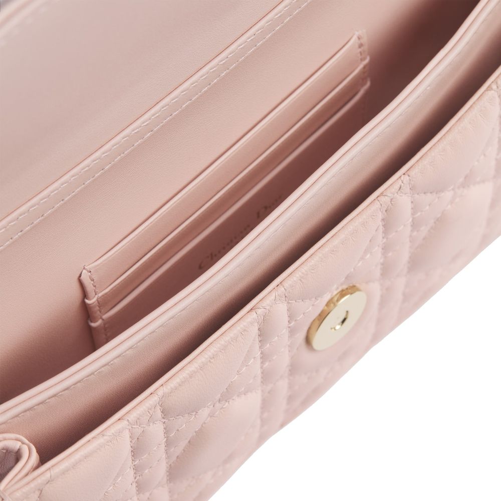 Dior D.I.O.R. Powder Pink Cannage Quilted Lambskin Shoulder Bag with Jewel Chain
