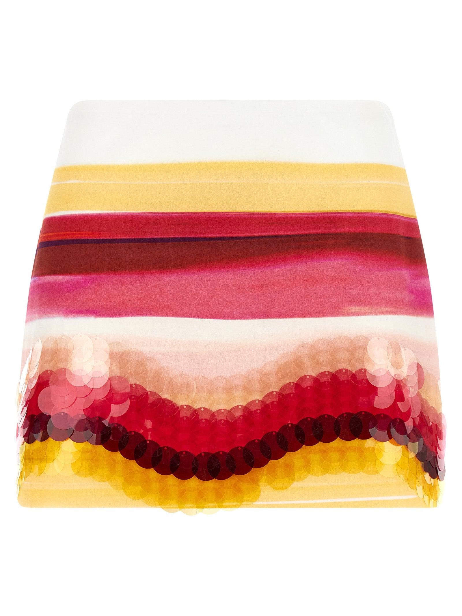 Fendi 'Venetian Stripes' Raspberry & Yellow Cotton Poplin Long Skirt with Sequin Hem