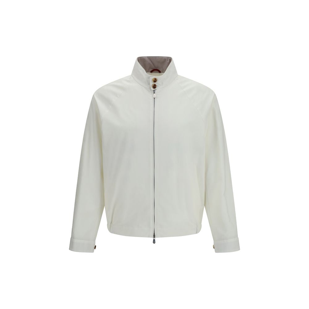 Brunello Cucinelli Windproof Zip Jacket in White | SS26